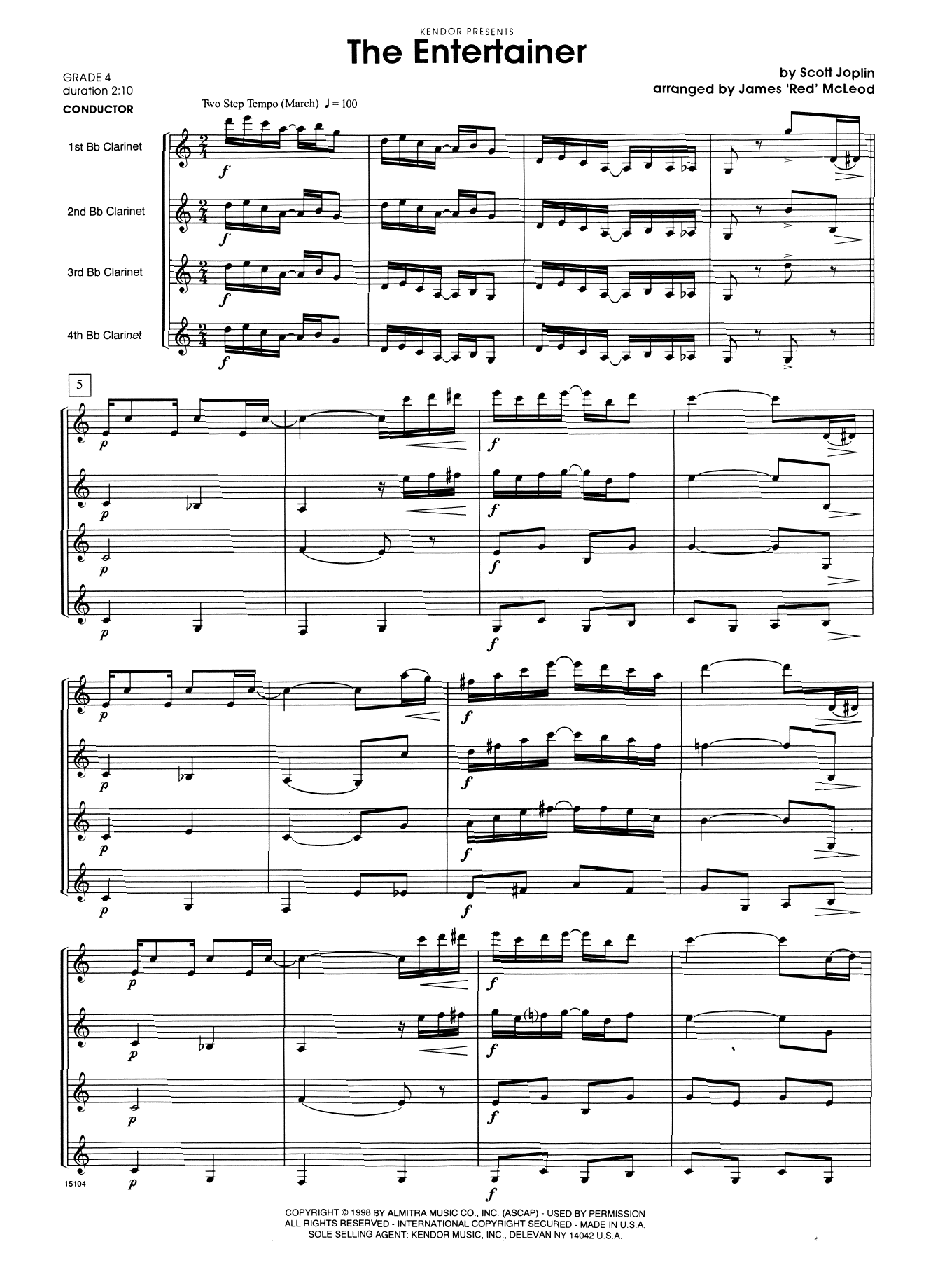 The Entertainer - Full Score (Woodwind Ensemble) von James 'Red' McLeod