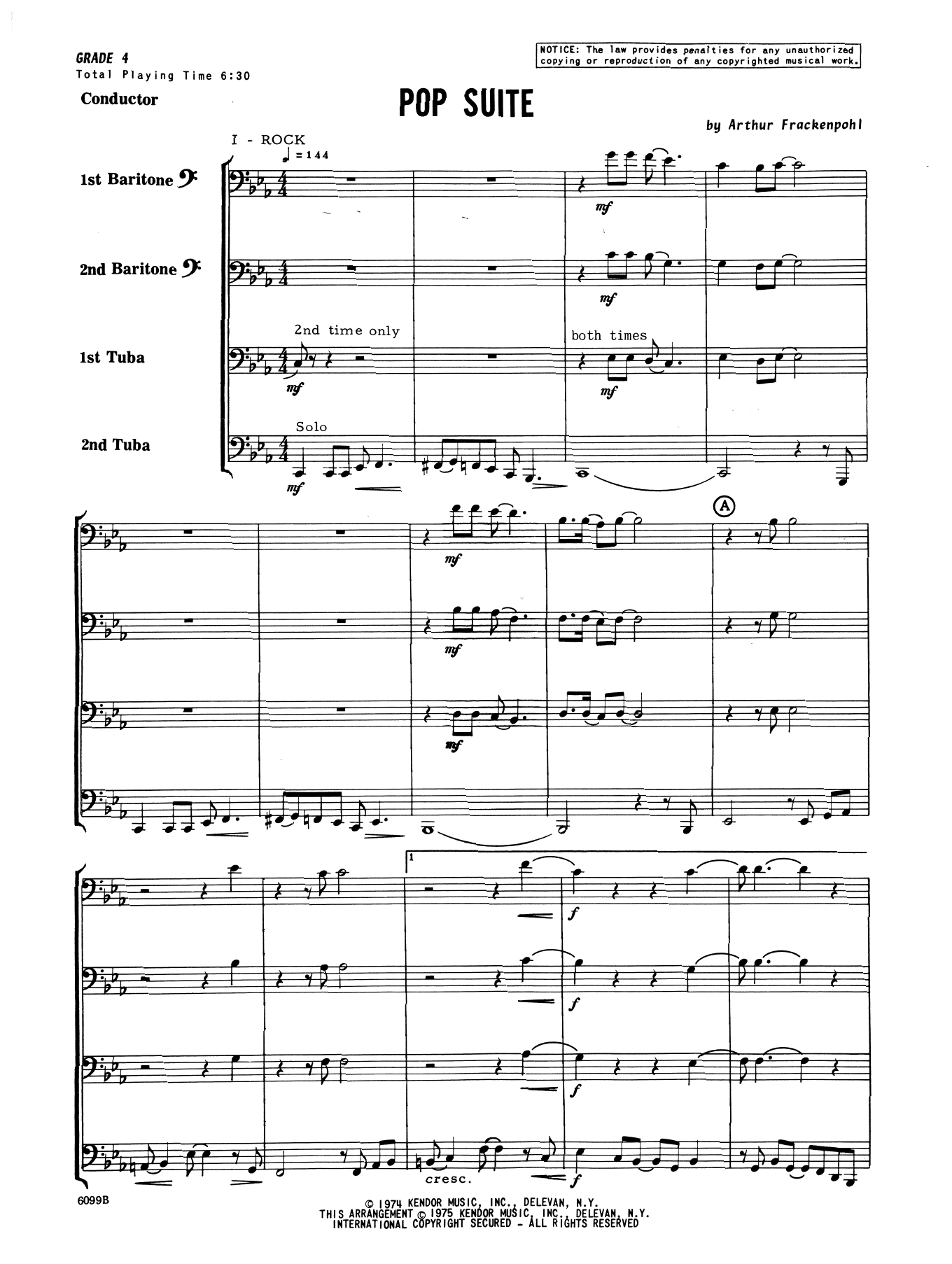 Pop Suite - Full Score (Brass Ensemble) von Arthur Frackenpohl