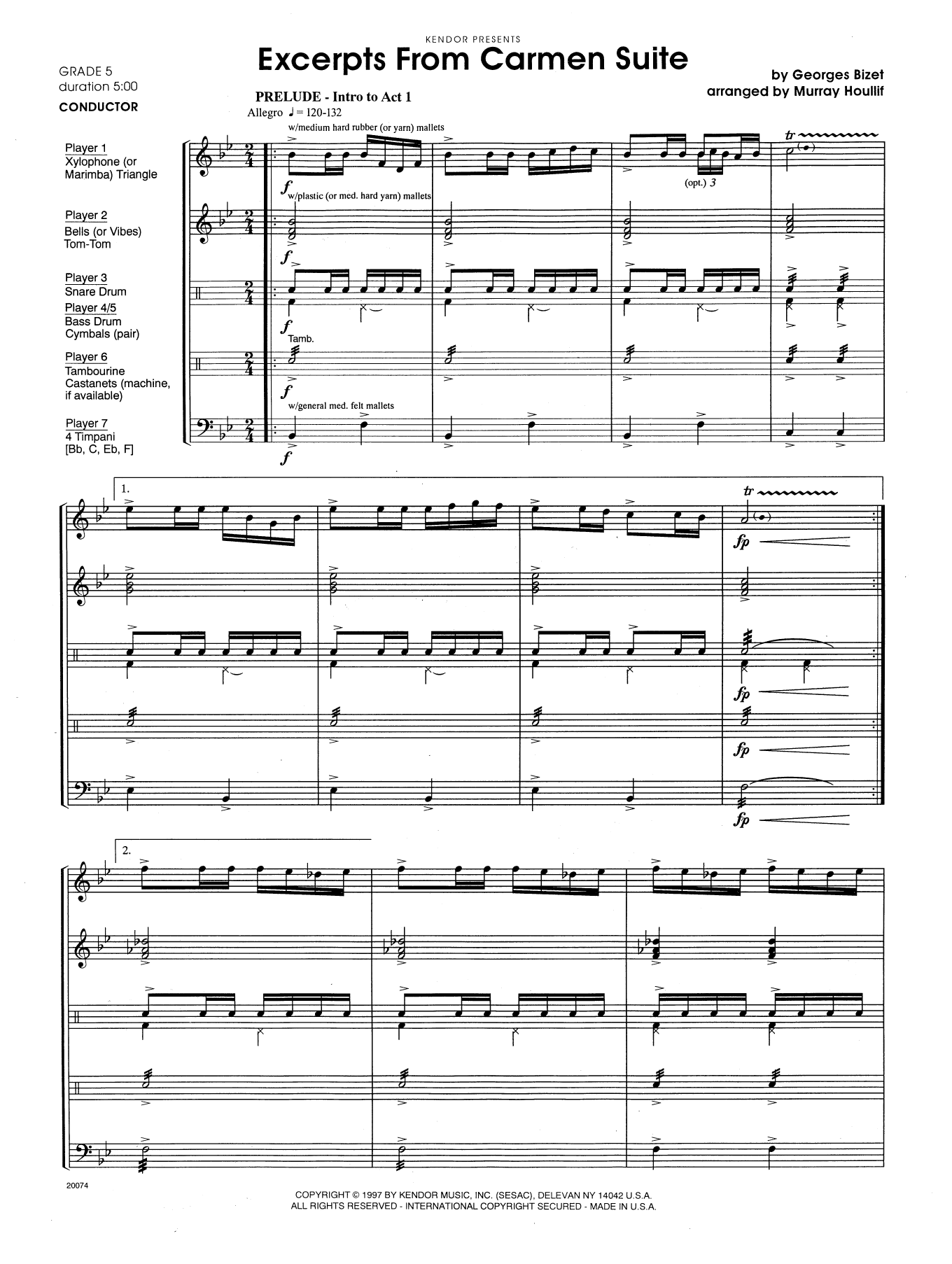 Excerpts From Carmen Suite - Full Score (Percussion Ensemble) von Murray Houllif