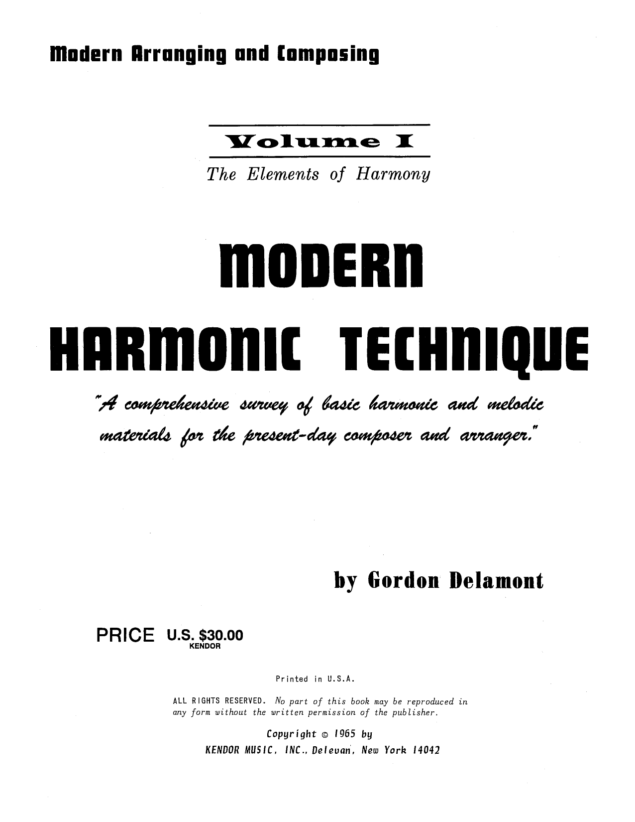 Modern Harmonic Technique, Vol. 1 (Instrumental Method) von Gordon Delamont