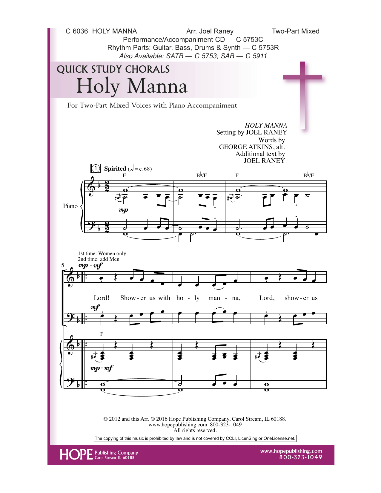 Holy Manna (2-Part Choir) von Joel Raney