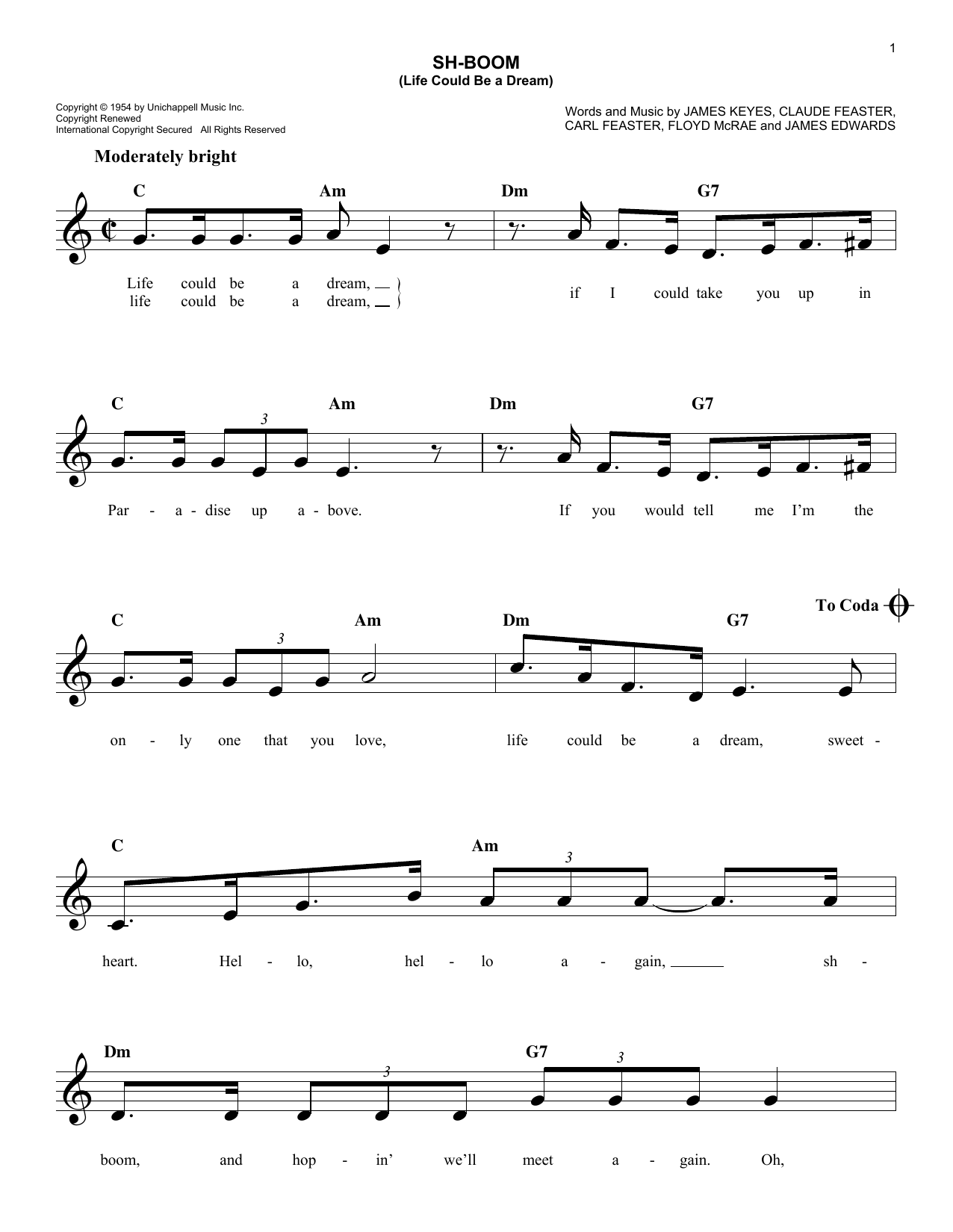 Sh-Boom (Lead Sheet / Fake Book) von The Crew-Cuts