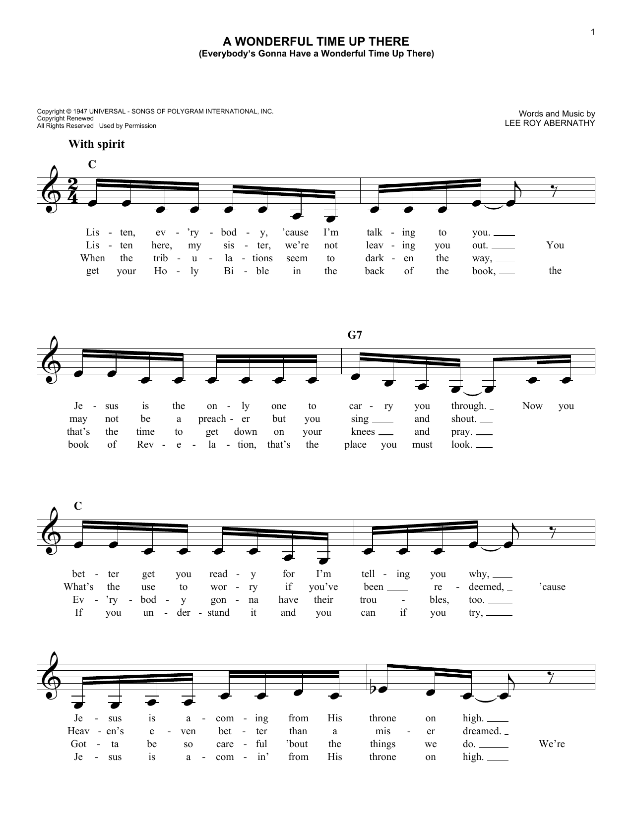 A Wonderful Time Up There (Everybody's Gonna Have A Wonderful Time Up There) (Lead Sheet / Fake Book) von Pat Boone