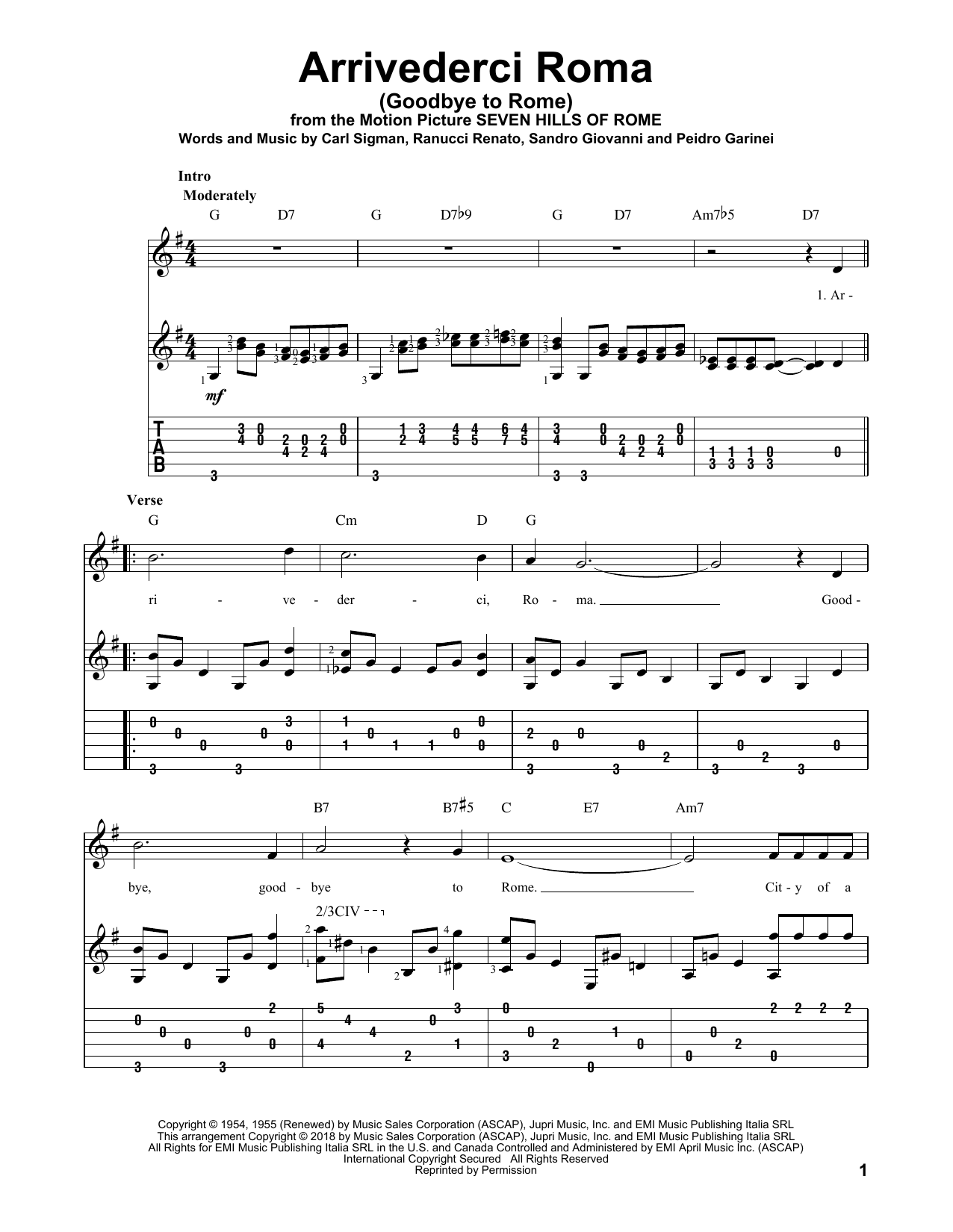 Arrivederci Roma (Goodbye To Rome) (Solo Guitar) von Carl Sigman