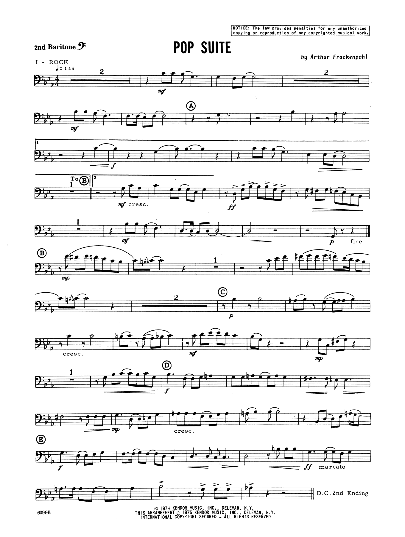 Pop Suite - 2nd Baritone B.C. (Brass Ensemble) von Arthur Frackenpohl
