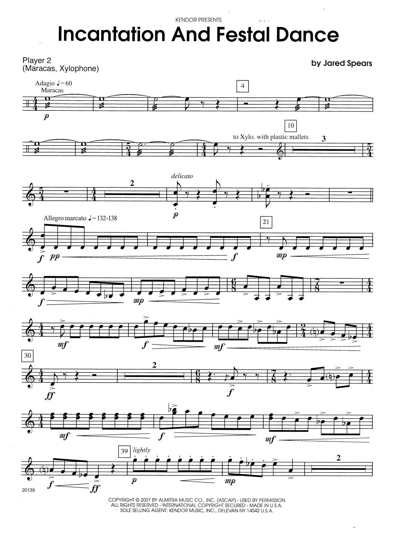 Incantation And Festal Dance - Percussion 2 (Percussion Ensemble) von Jared Spears