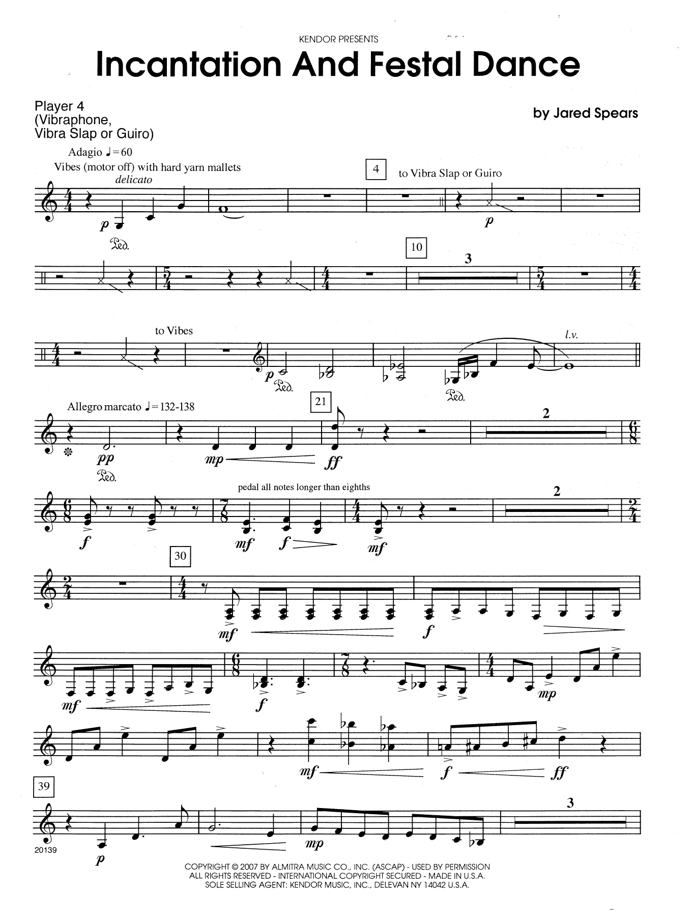 Incantation And Festal Dance - Percussion 4 (Percussion Ensemble) von Jared Spears