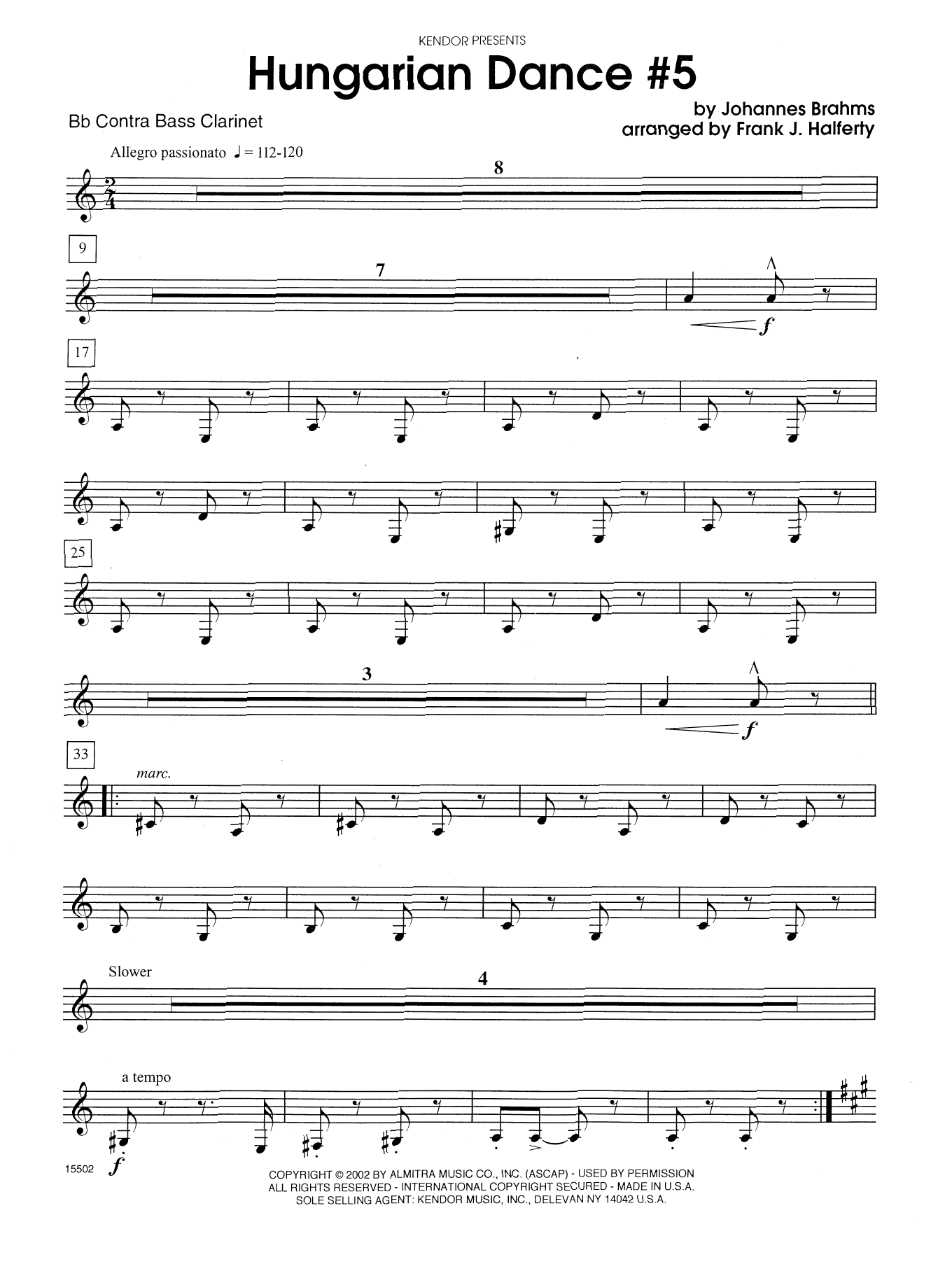 Hungarian Dance #5 - Bb Contra Bass Clarinet (Woodwind Ensemble) von Frank J. Halferty