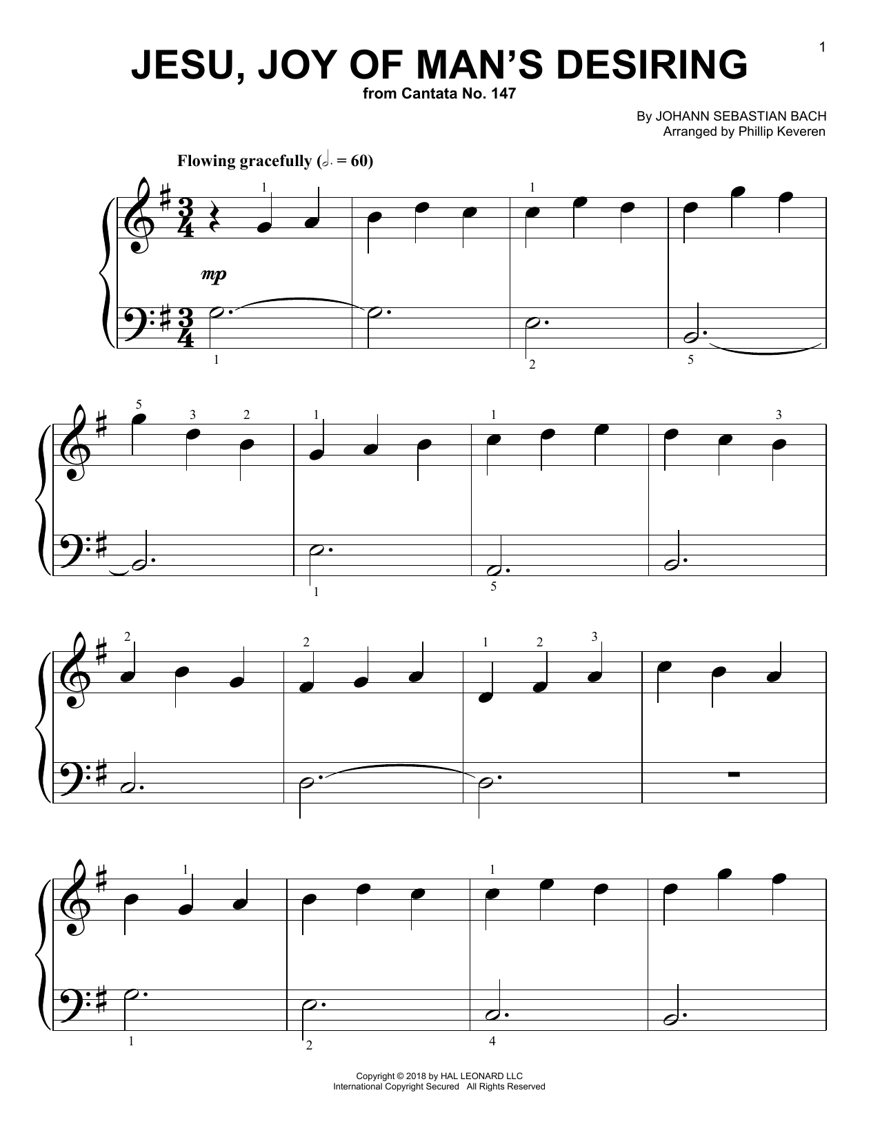 Jesu, Joy Of Man's Desiring (arr. Phillip Keveren) (Big Note Piano) von Johann Sebastian Bach