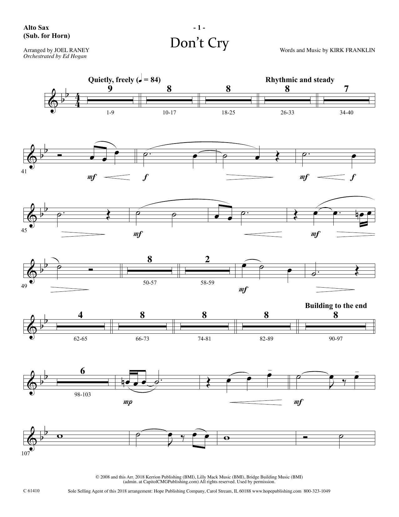 Don't Cry - Alto Sax (Horn sub.) (Choir Instrumental Pak) von Joel Raney