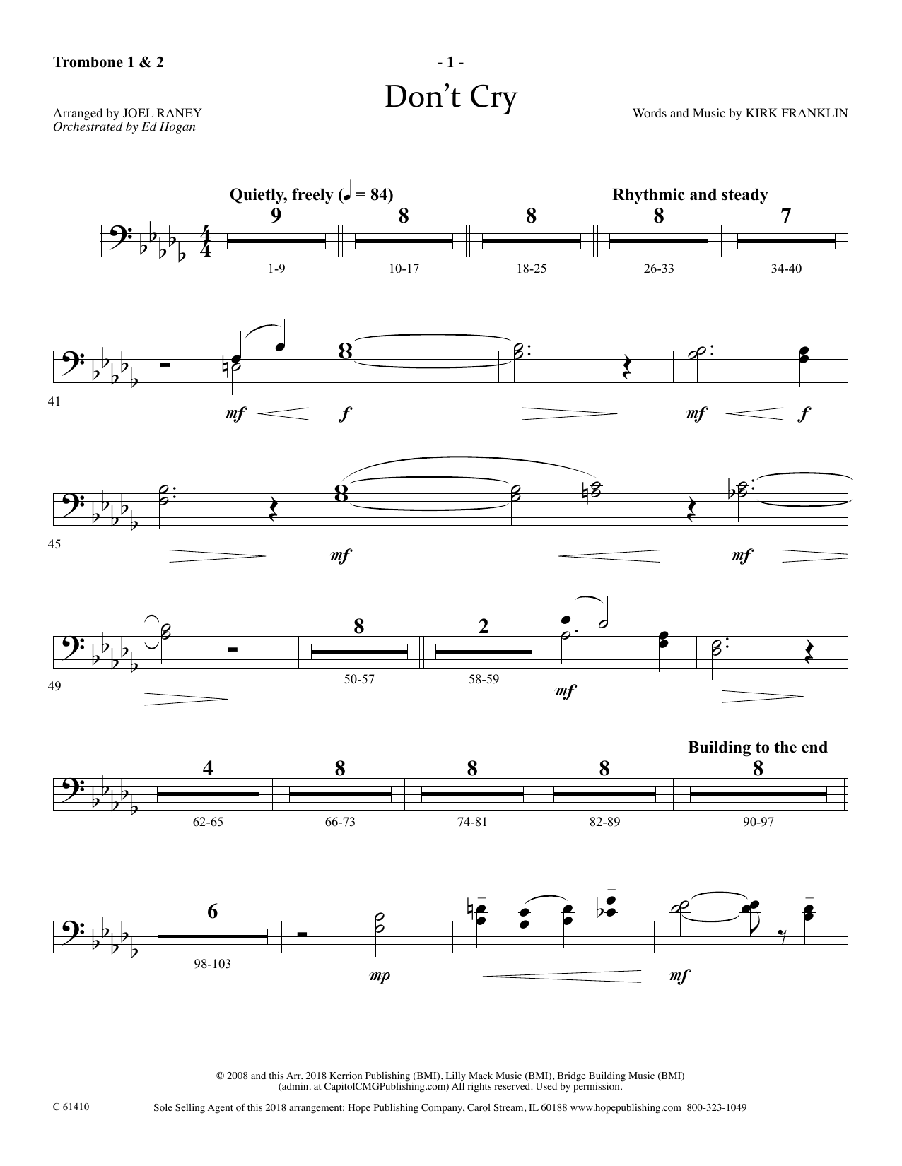 Don't Cry - Trombone 1 & 2 (Choir Instrumental Pak) von Joel Raney