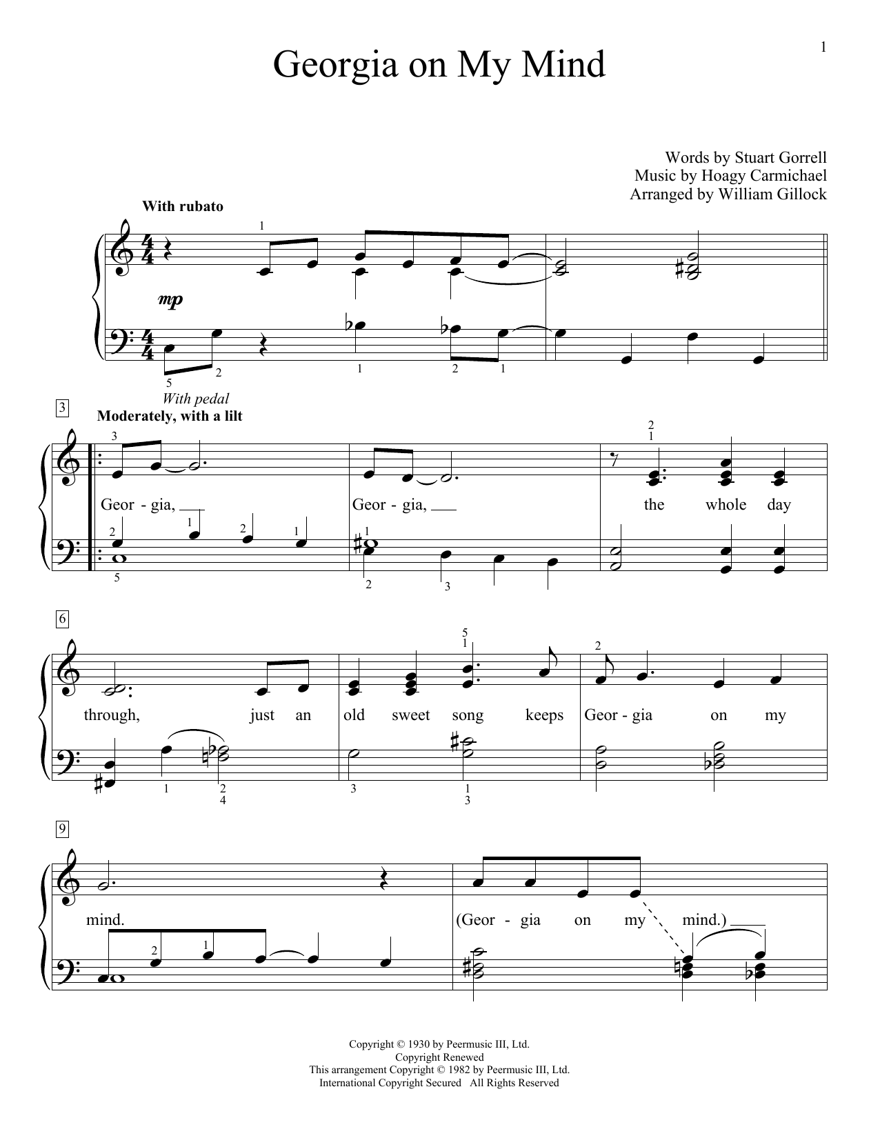 Georgia On My Mind (Educational Piano) von William Gillock