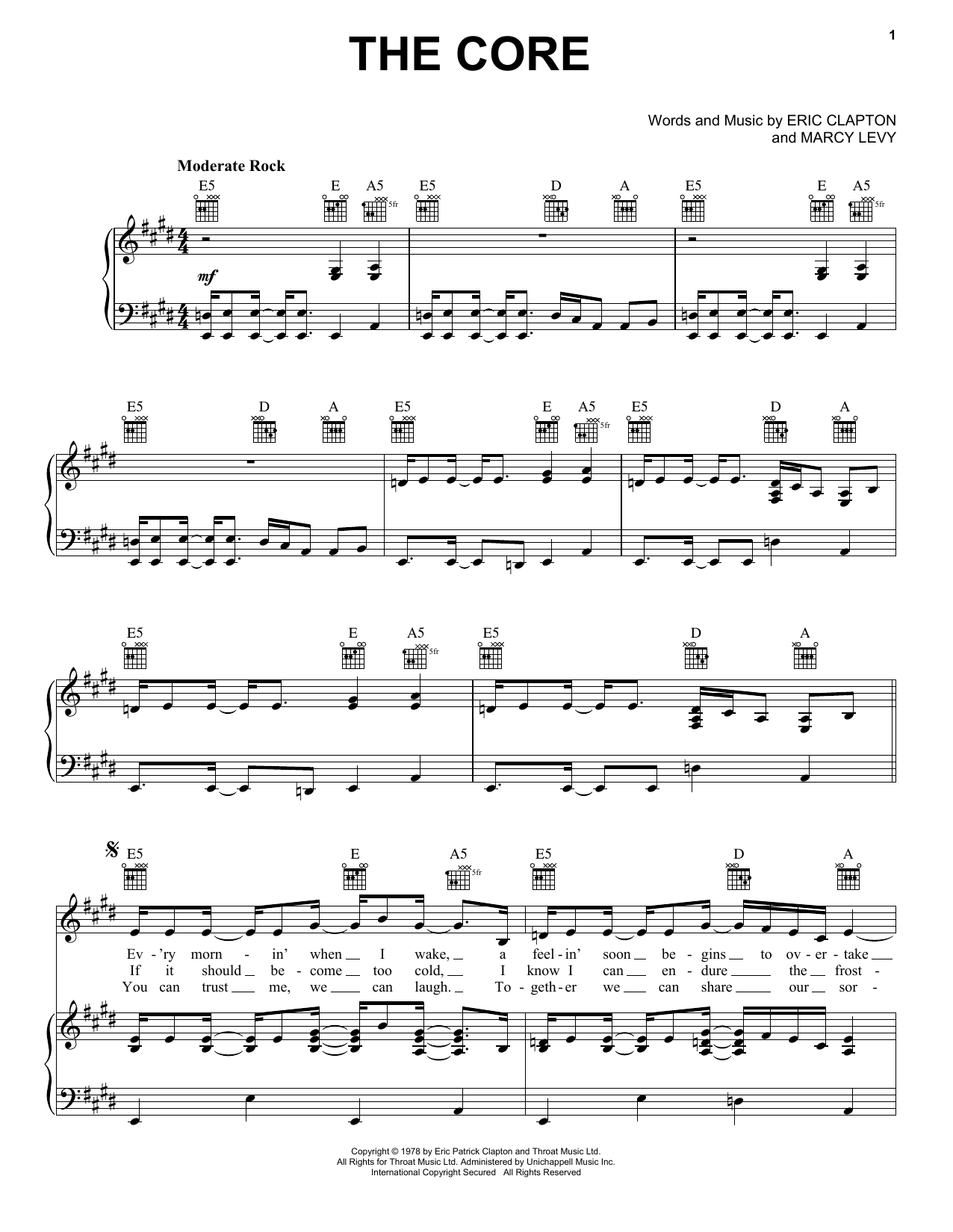 The Core (Piano, Vocal & Guitar Chords (Right-Hand Melody)) von Eric Clapton