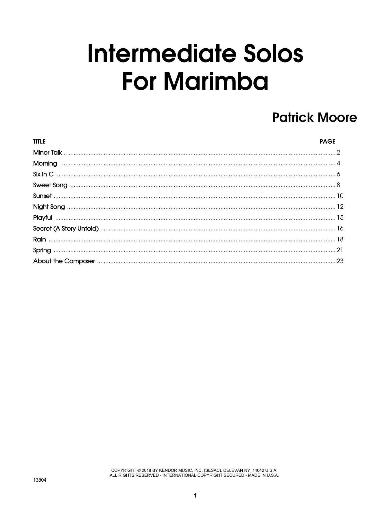 Intermediate Solos For Marimba (Percussion Solo) von James Moore