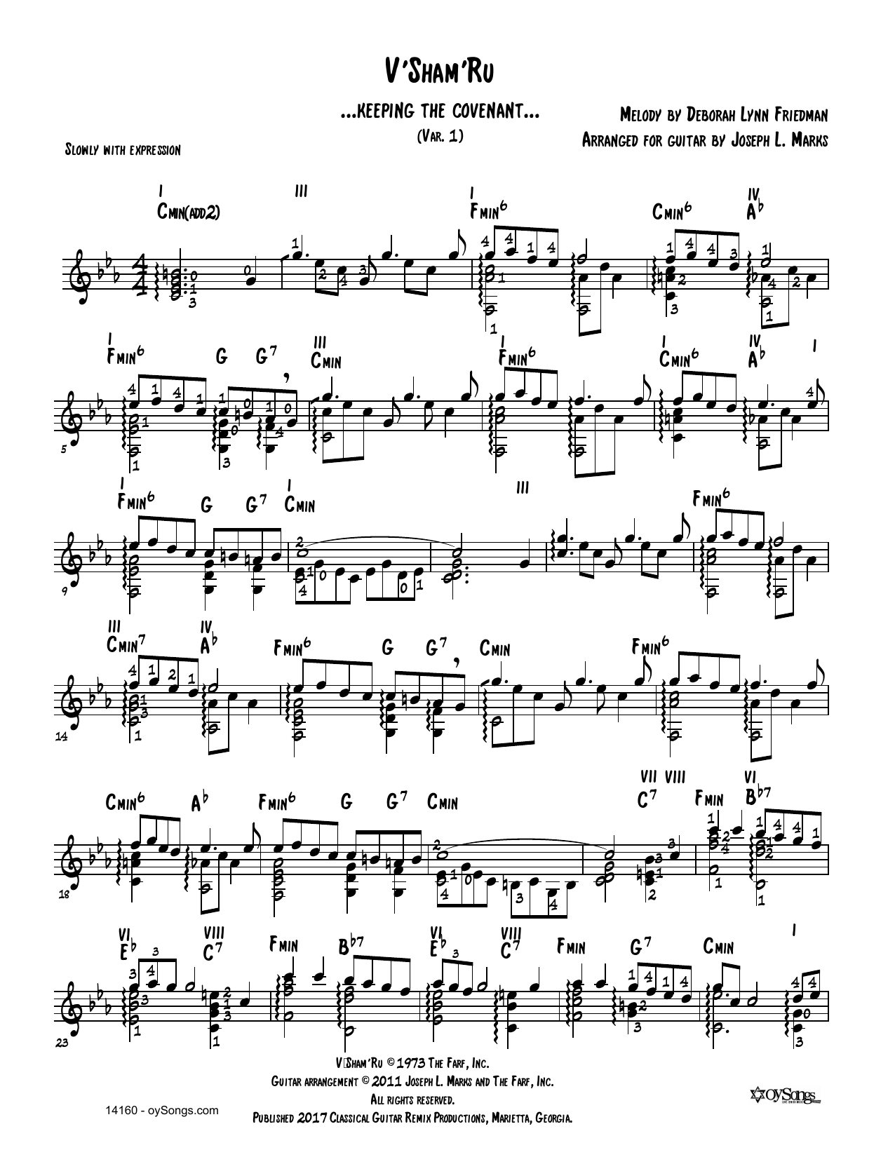 V'shamru Var 1 (arr. Joe Marks) (Solo Guitar) von Debbie Friedman