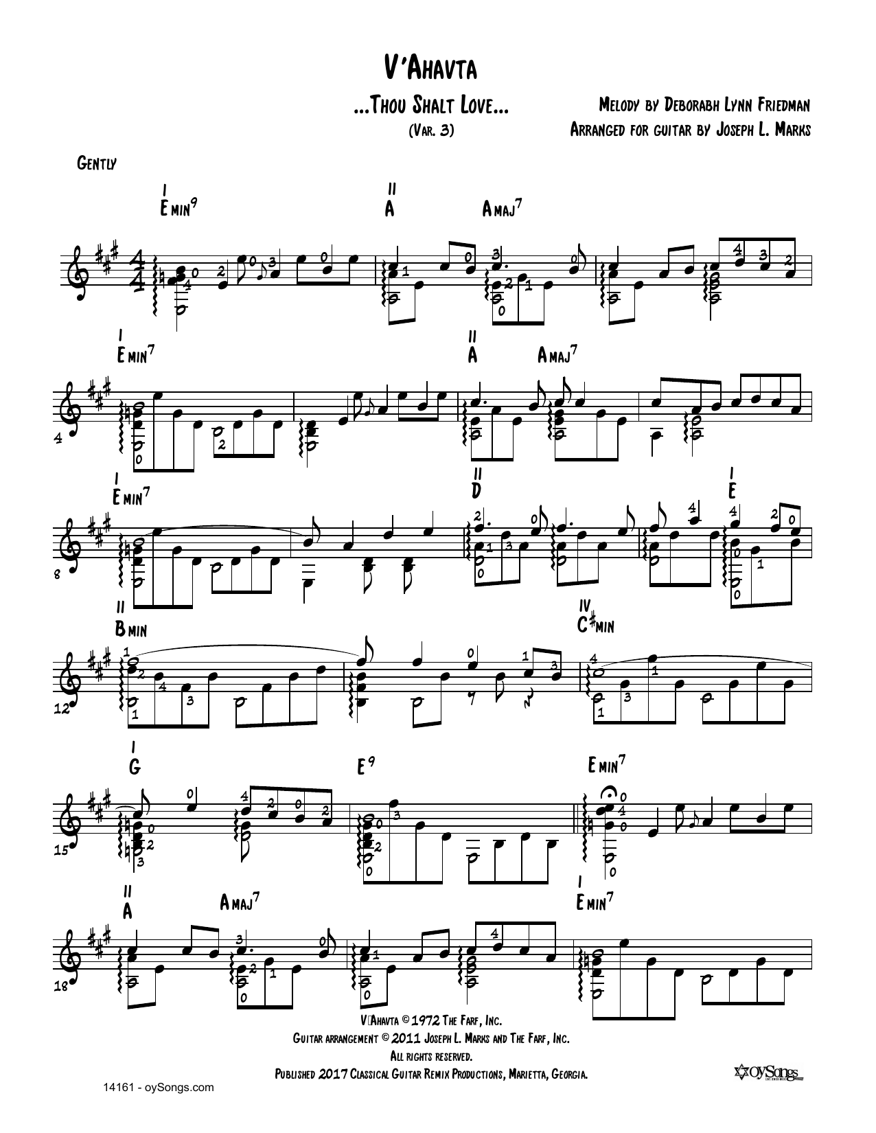 V'ahavta Var 3 (arr. Joe Marks) (Solo Guitar) von Debbie Friedman