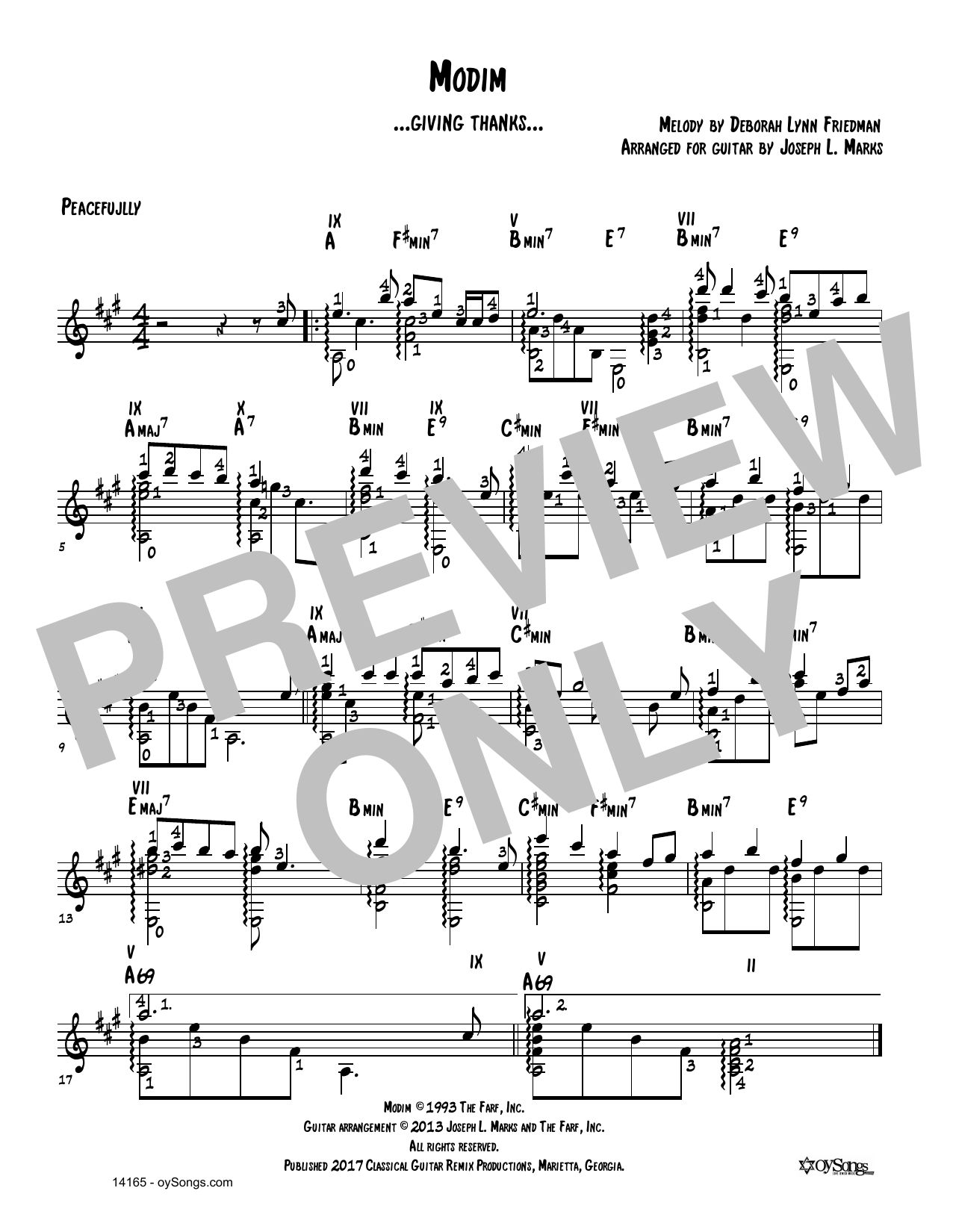 Modim (arr. Joe Marks) (Solo Guitar) von Debbie Friedman