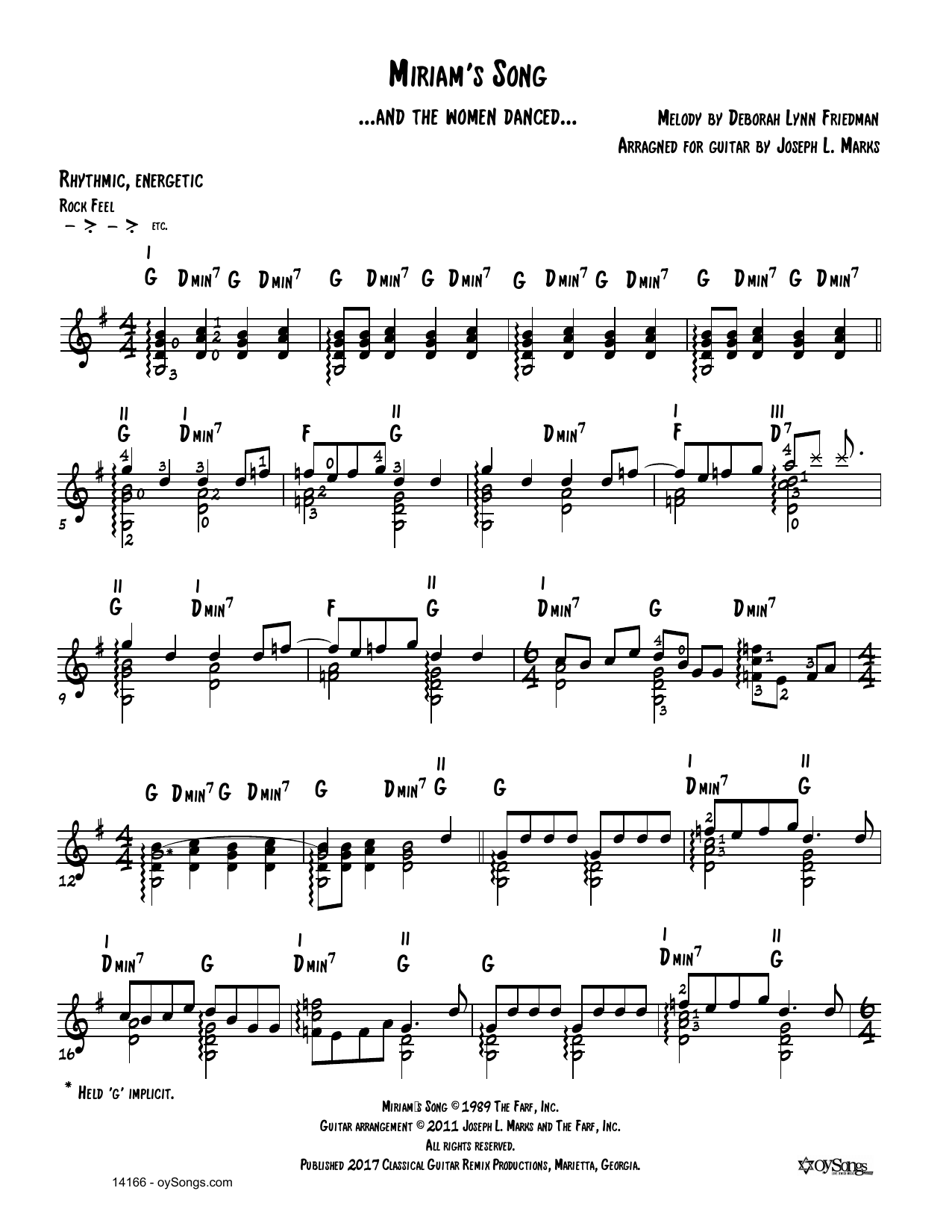 Miriam's Song (arr. Joe Marks) (Solo Guitar) von Debbie Friedman