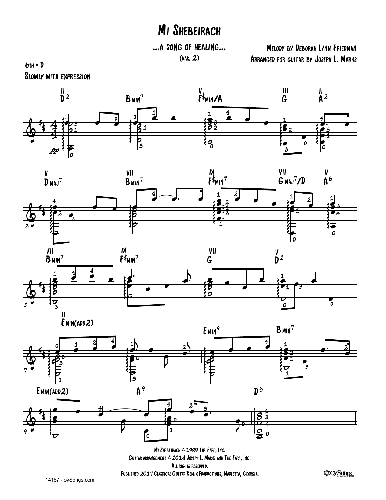 Mi Shebeirach Var 2 (arr. Joe Marks) (Solo Guitar) von Debbie Friedman