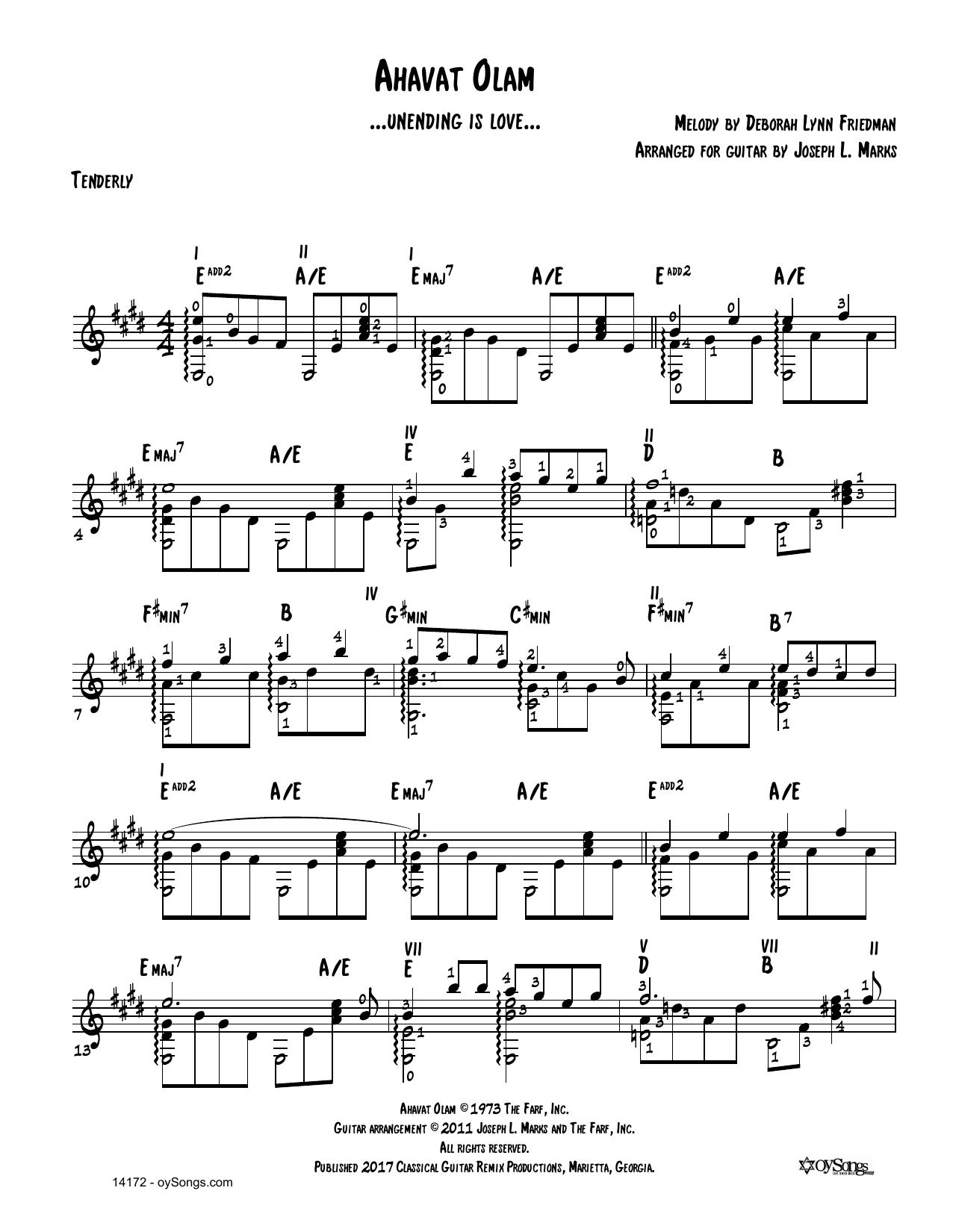 Ahavat Olam (arr. Joe Marks) (Solo Guitar) von Debbie Friedman