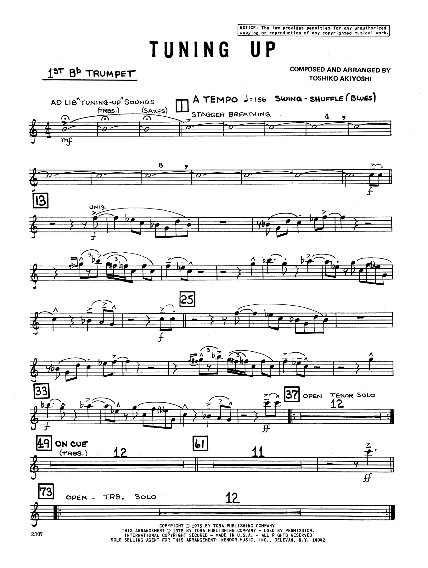 Tuning Up - 1st Bb Trumpet (Jazz Ensemble) von Toshiko Akiyoshi