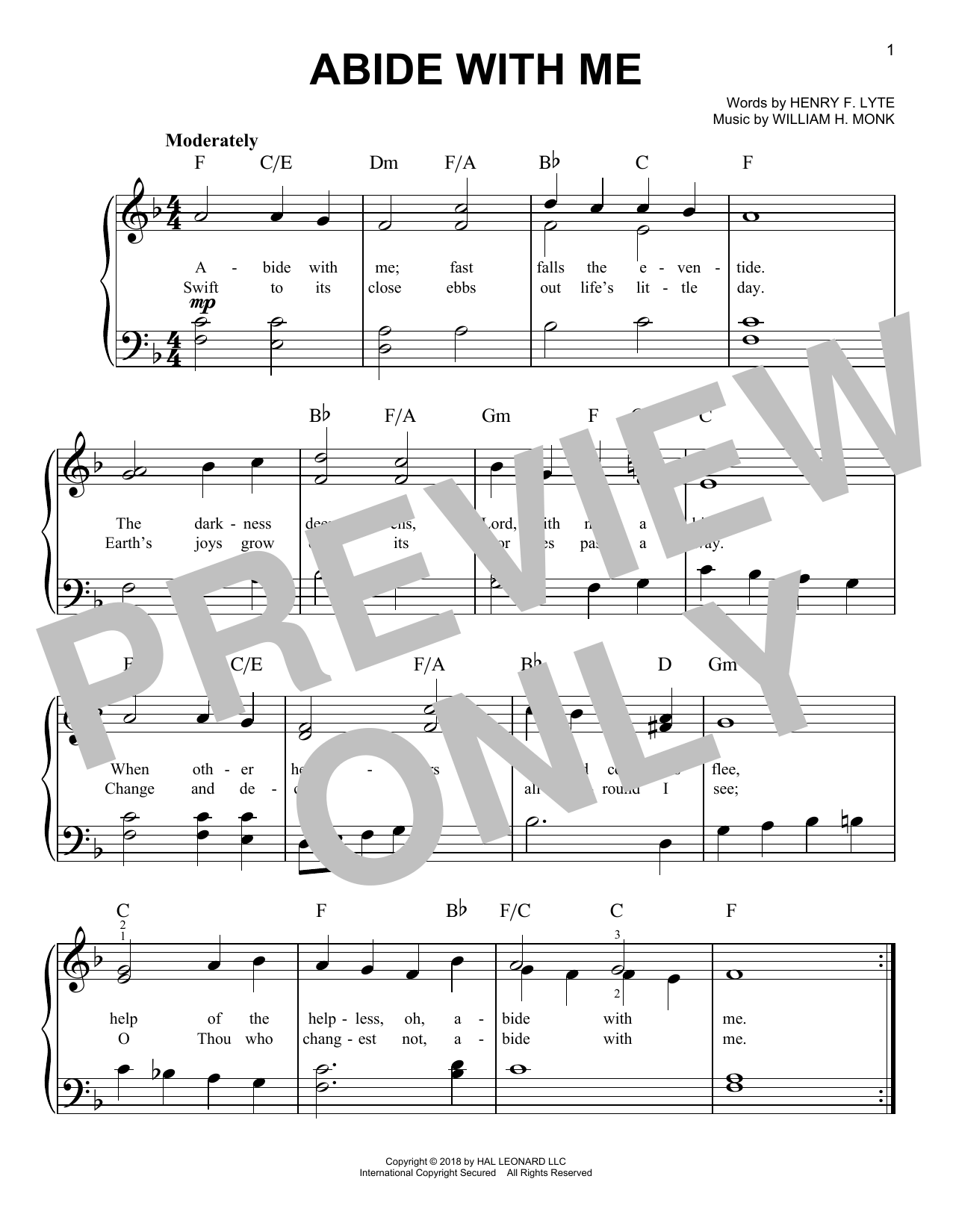 Abide With Me (Easy Piano) von William H. Monk