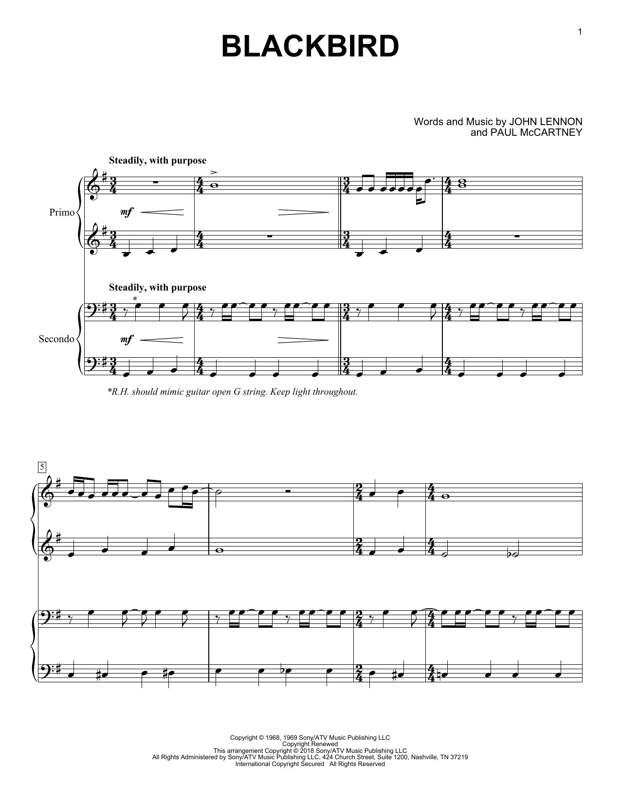 Blackbird (Piano Duet) von The Beatles