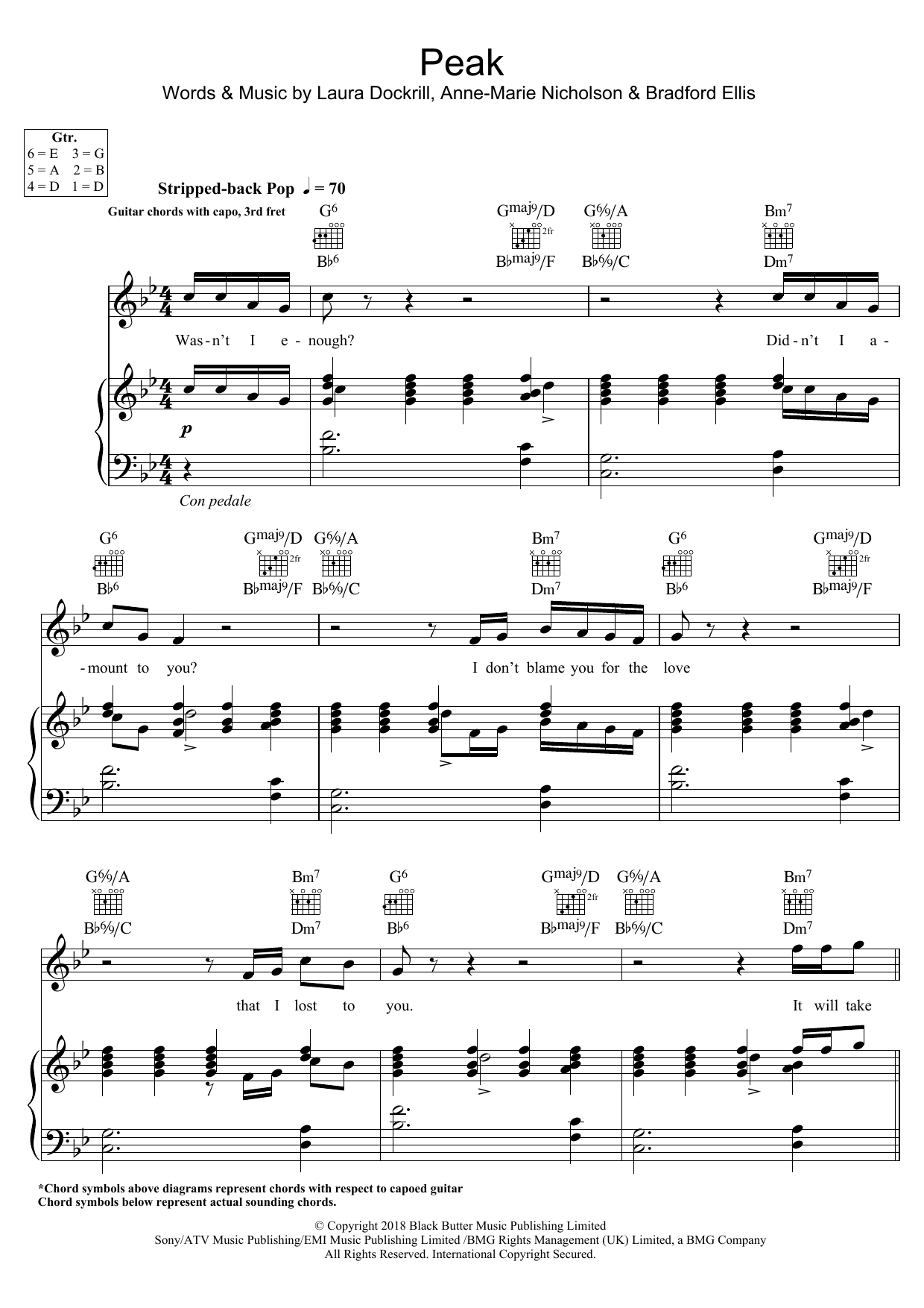 Peak (Piano, Vocal & Guitar Chords) von Anne-Marie