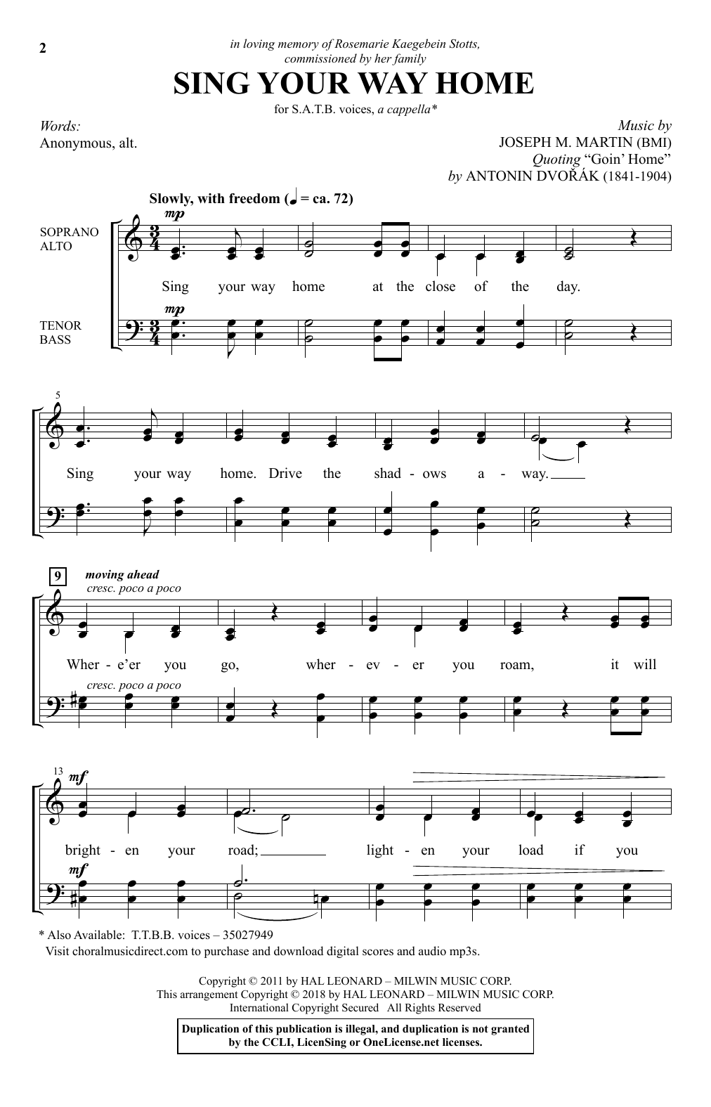 Sing Your Way Home (SATB Choir) von Joseph M. Martin