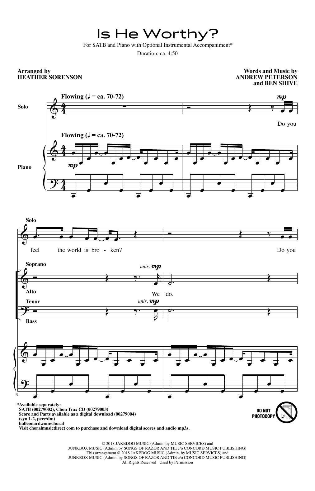 Is He Worthy? (arr. Heather Sorenson) (SATB Choir) von Andrew Peterson and Ben Shive