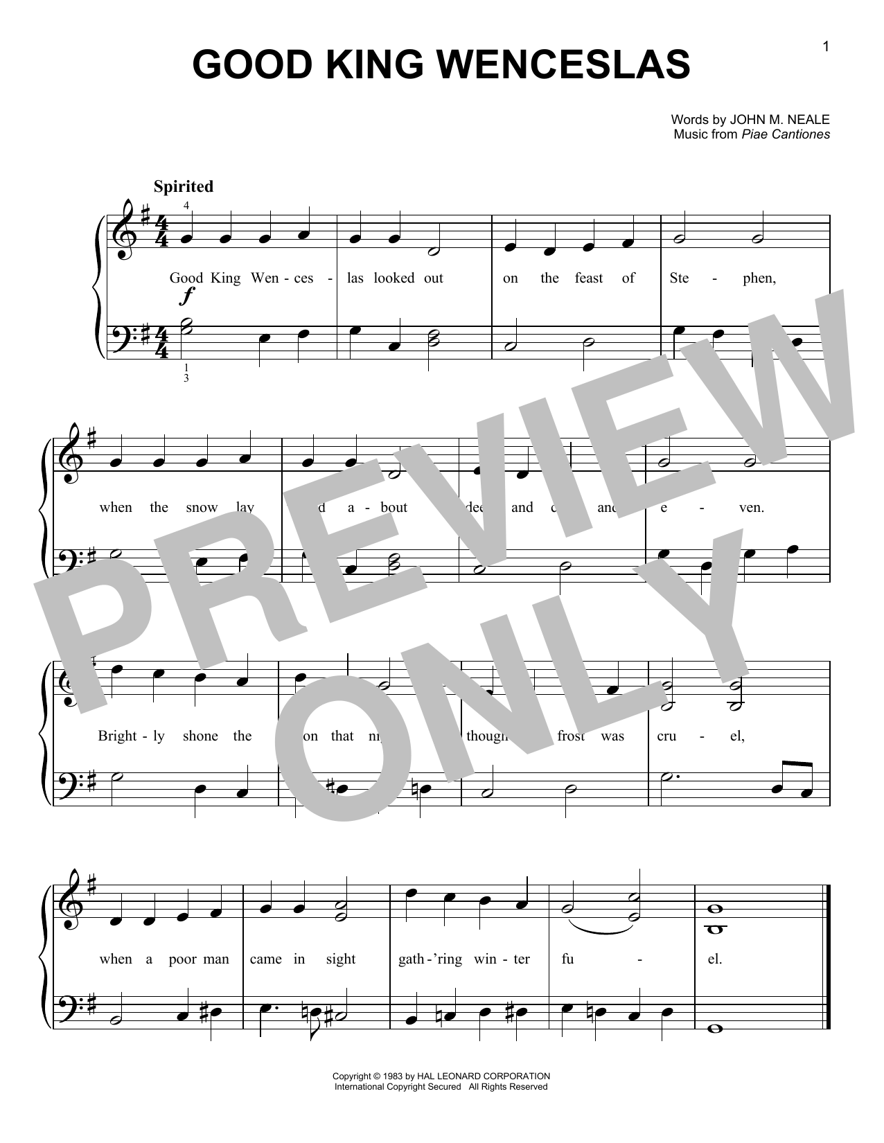 Good King Wenceslas (Very Easy Piano) von John M. Neale