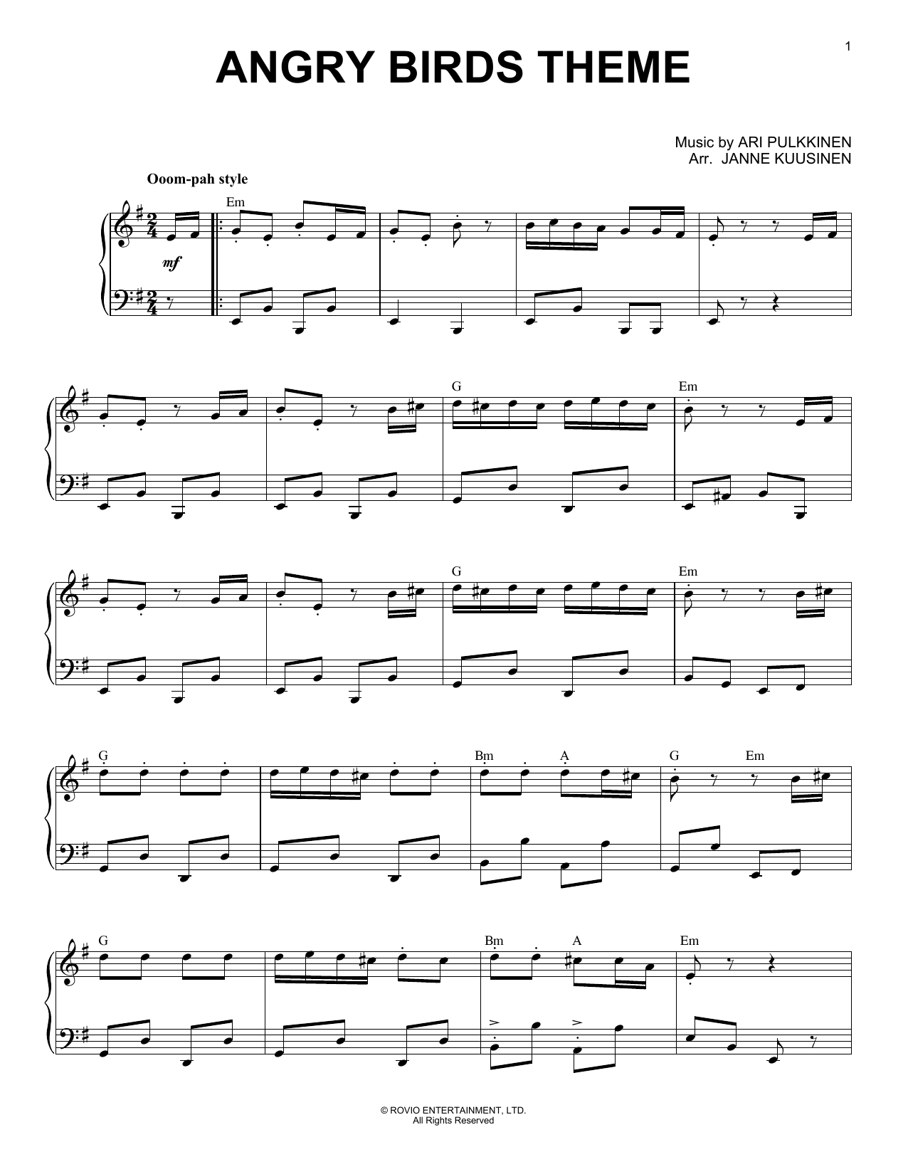Angry Birds Theme (Piano Solo) von Ari Pulkkinen