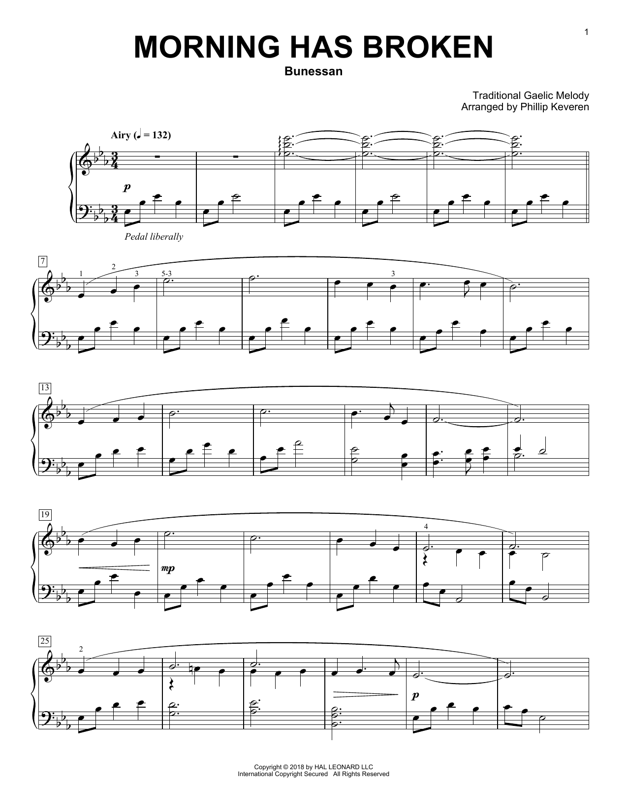 Morning Has Broken (arr. Phillip Keveren) (Piano Solo) von Traditional Gaelic Melody