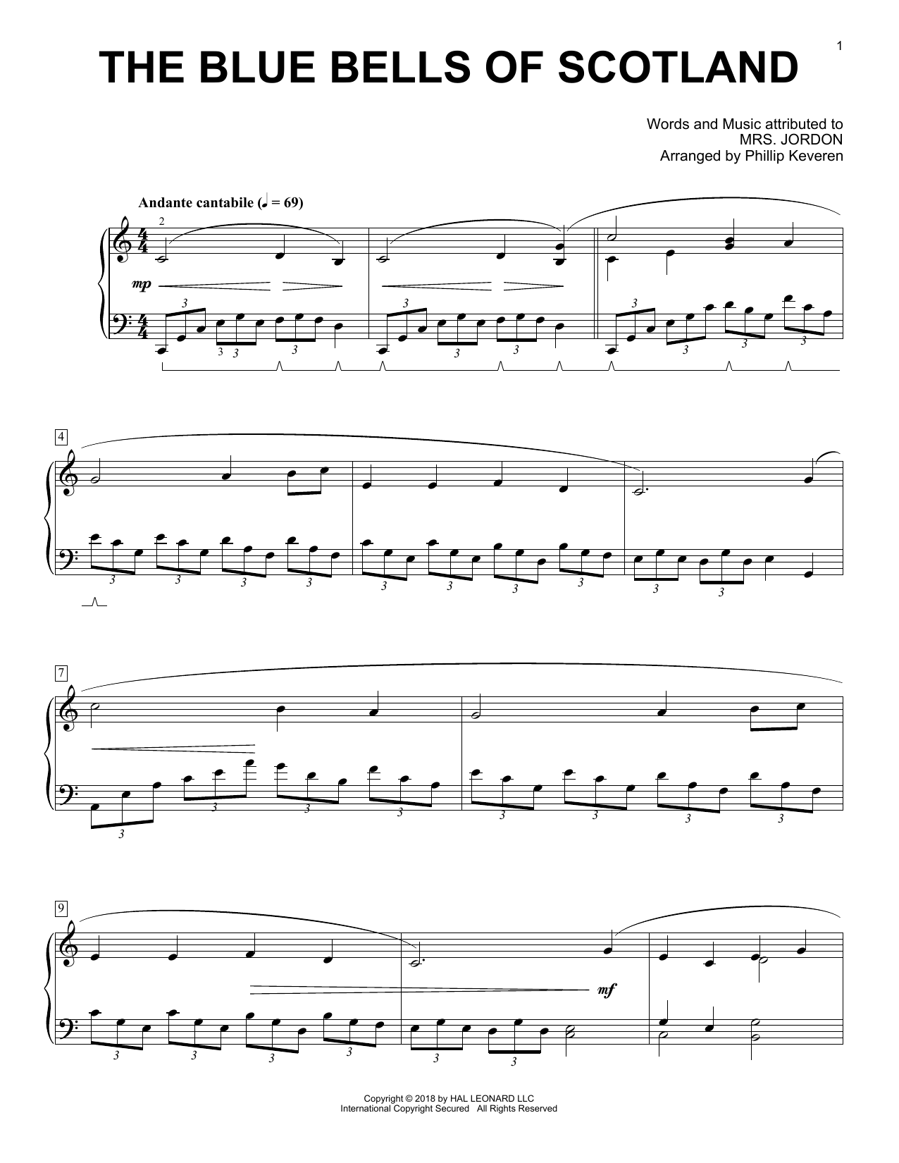 The Blue Bells Of Scotland [Classical version] (arr. Phillip Keveren) (Piano Solo) von Mrs. Jordon, c. 1800