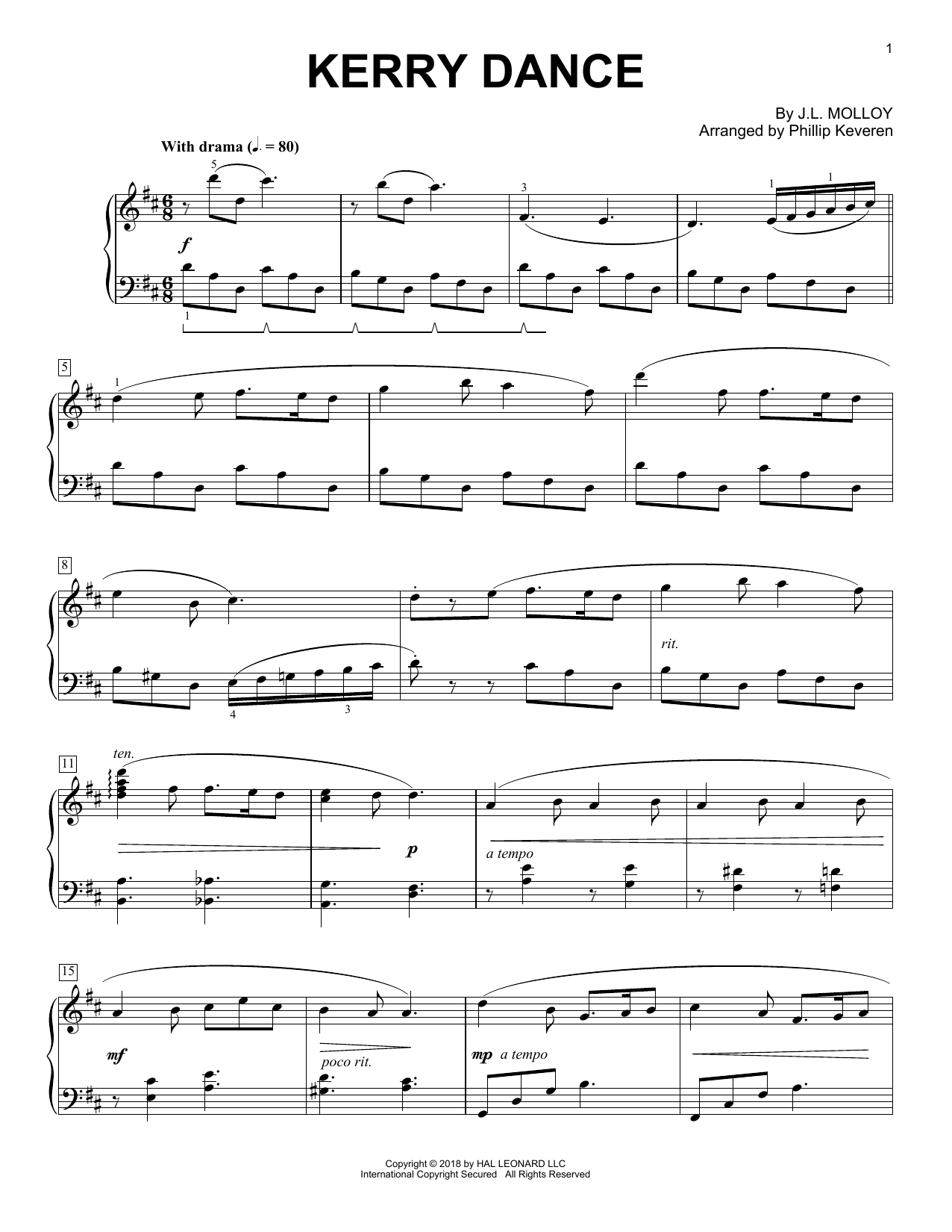 Kerry Dance [Classical version] (arr. Phillip Keveren) (Piano Solo) von J.L. Molloy