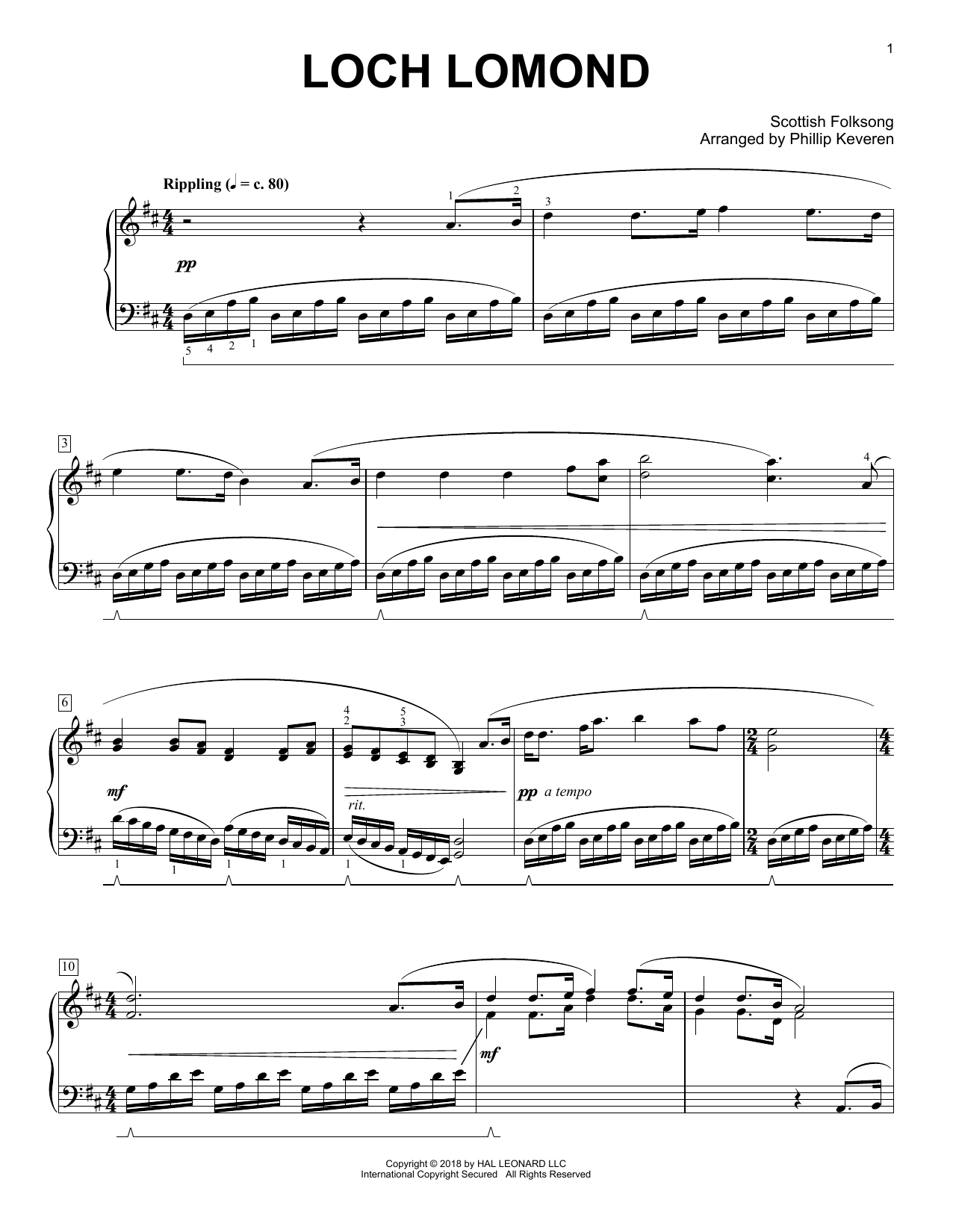 Loch Lomond [Classical version] (arr. Phillip Keveren) (Piano Solo) von Scottish Folksong