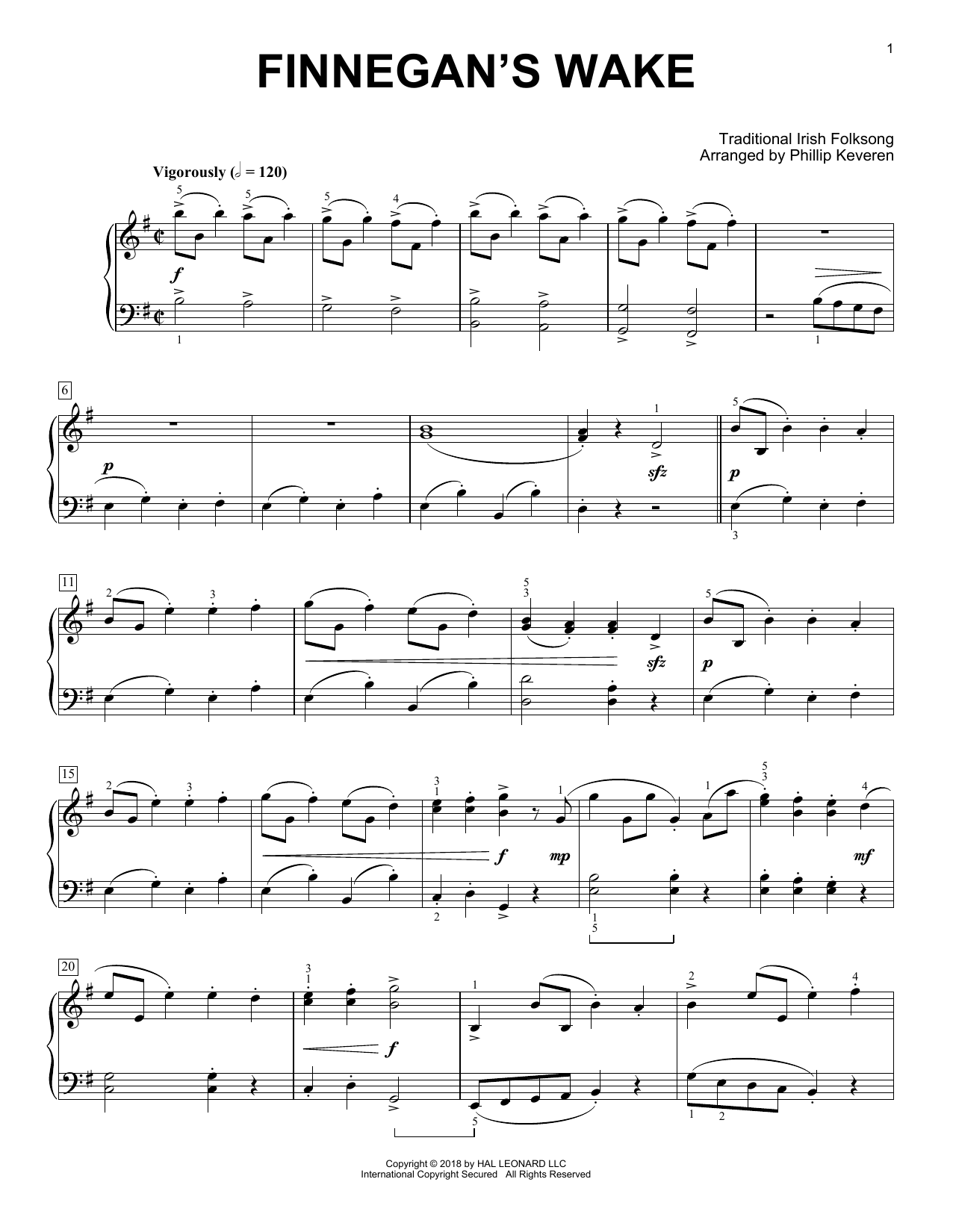 Finnegan's Wake [Classical version] (arr. Phillip Keveren) (Piano Solo) von Traditional Irish Folk Song