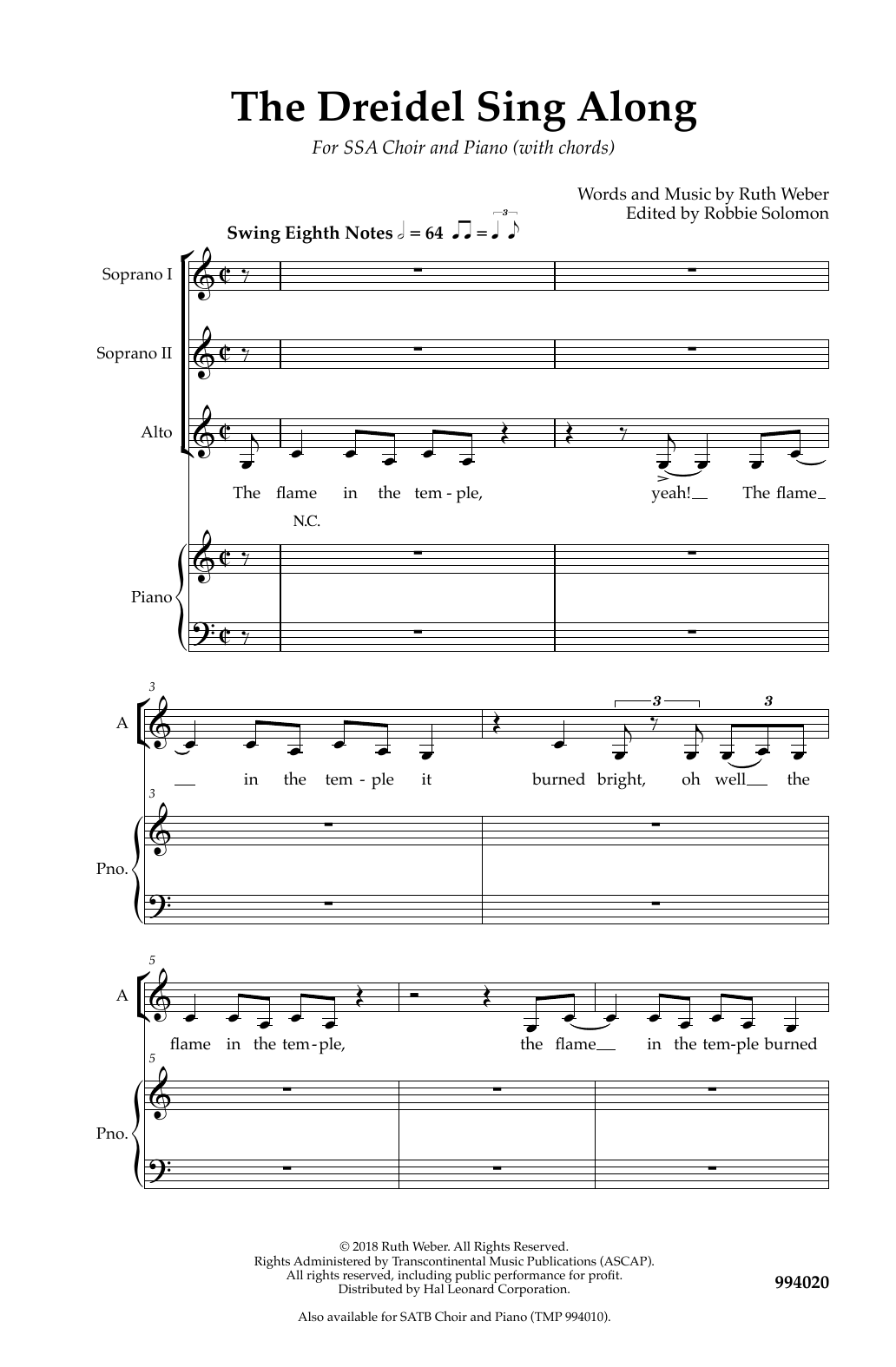 Dreidel Sing Along (SSA Choir) von Robbie Solomon