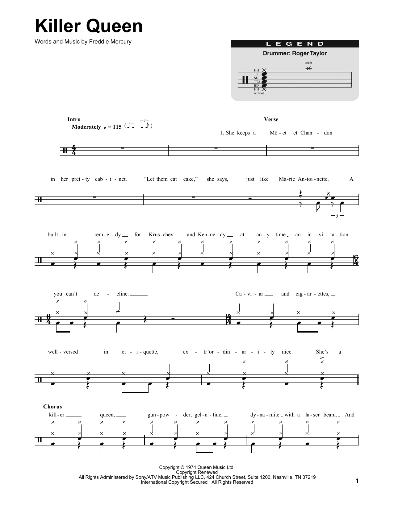 Killer Queen (Drums Transcription) von Queen