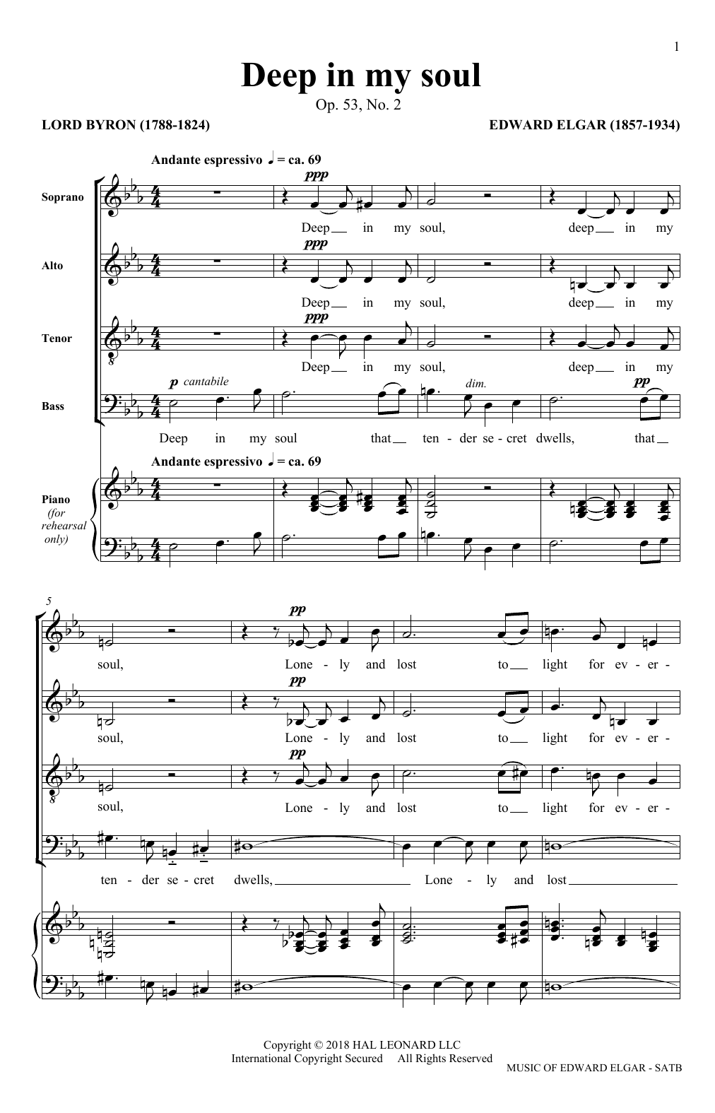 Deep In My Soul (arr. Philip Lawson) (SATB Choir) von Edward Elgar
