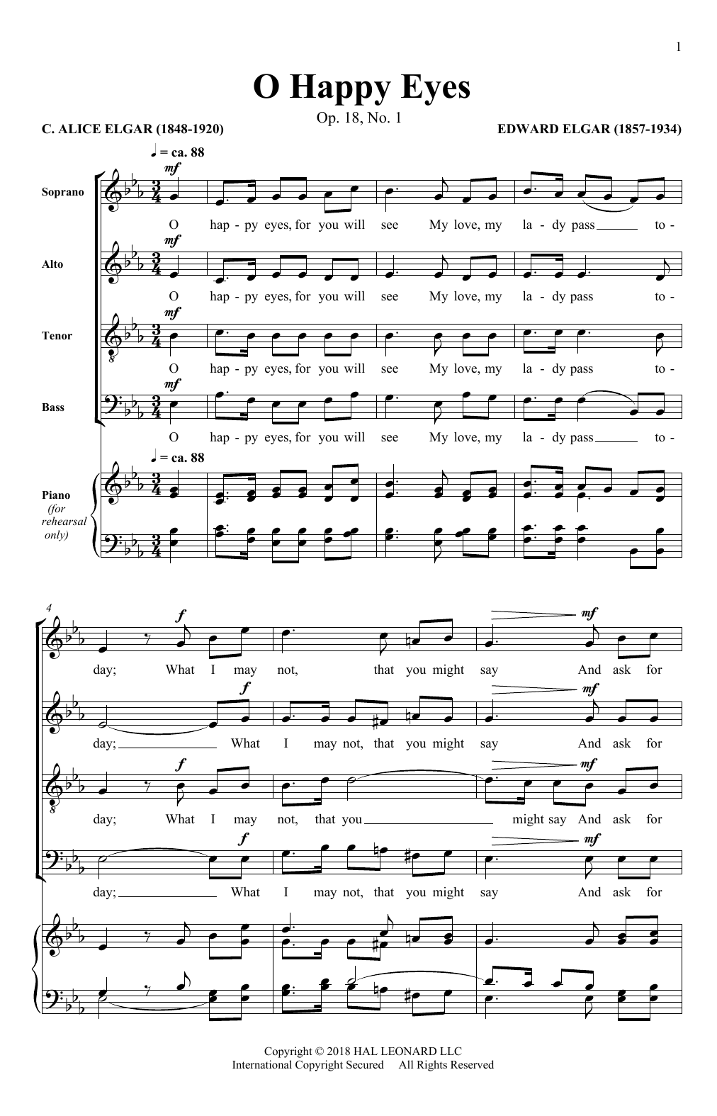 O Happy Eyes (SATB Choir) von Edward Elgar