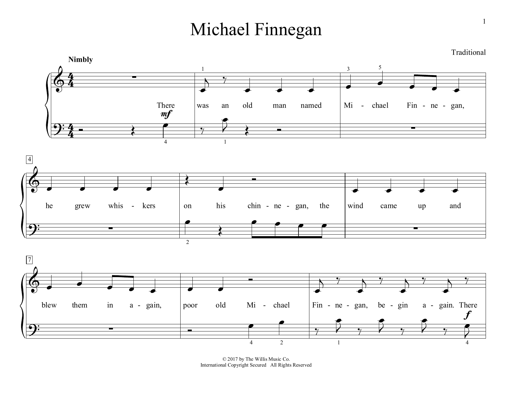 Michael Finnegan (arr. Christopher Hussey) (Educational Piano) von Traditional