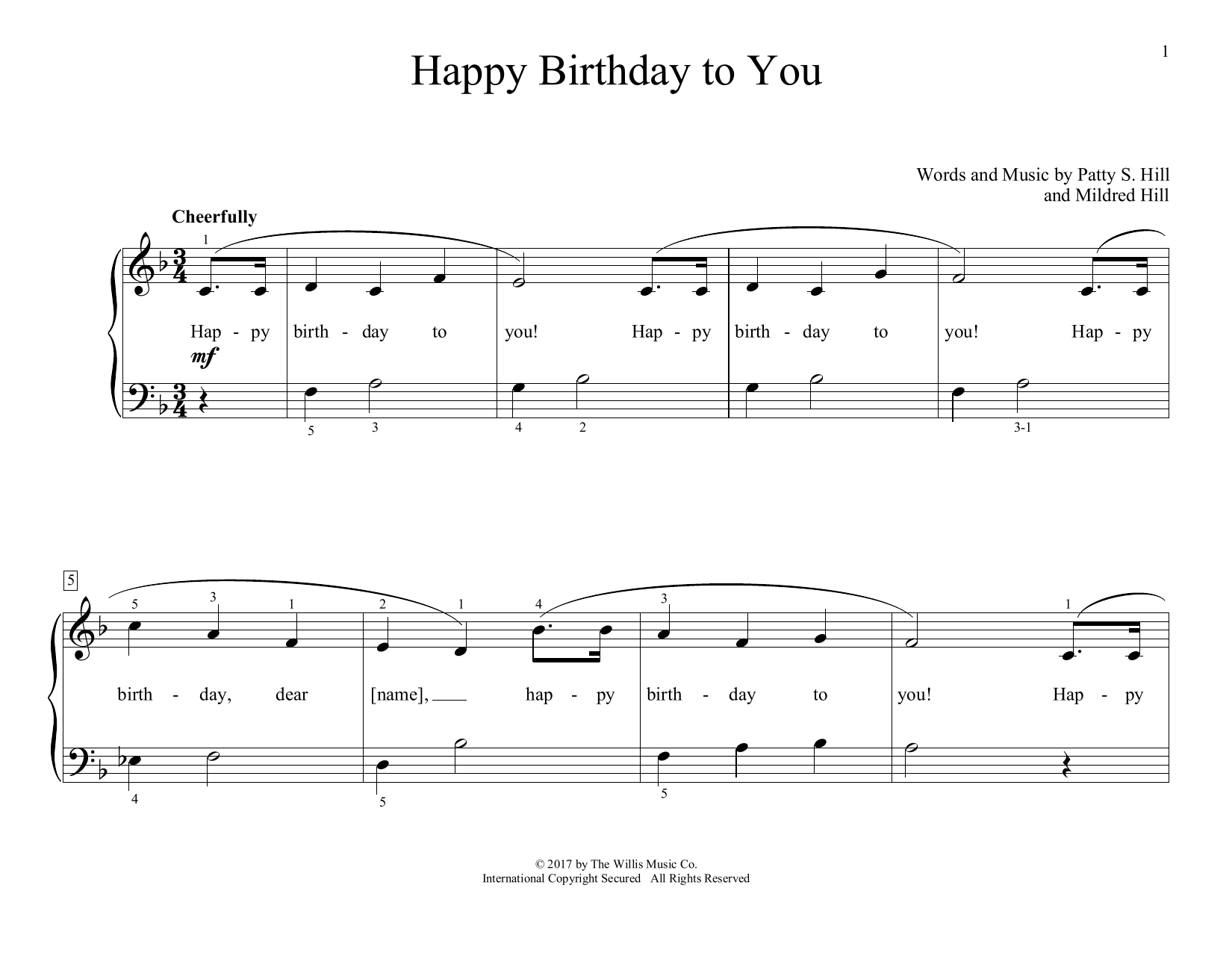 Happy Birthday To You (arr. Christopher Hussey) (Educational Piano) von Mildred Hill & Patty Hill