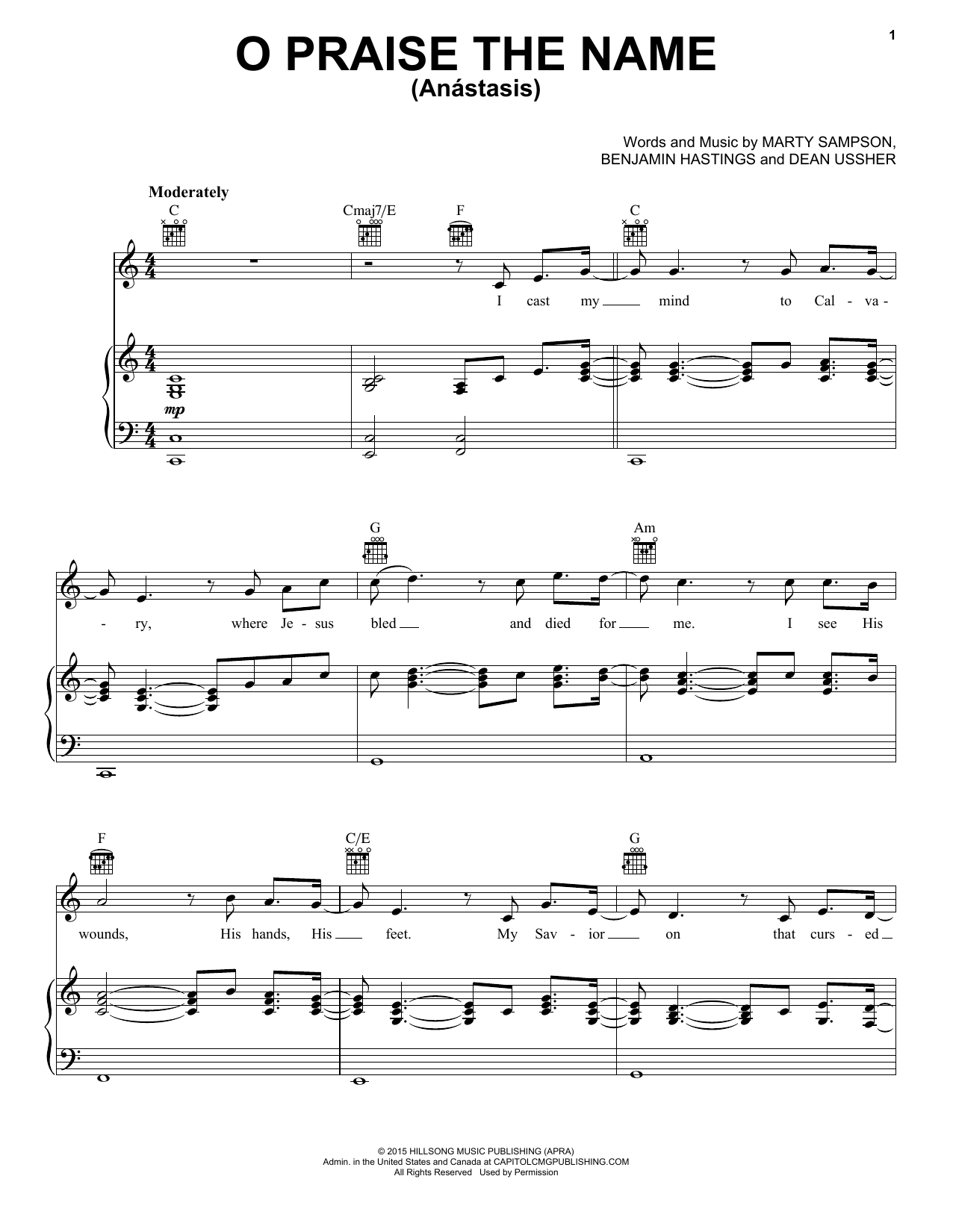 O Praise The Name (Anastasis) (Piano, Vocal & Guitar Chords (Right-Hand Melody)) von Hillsong Worship