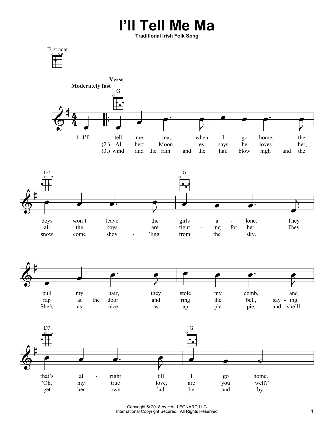 I'll Tell Me Ma (Ukulele) von Traditional Irish Folk Song