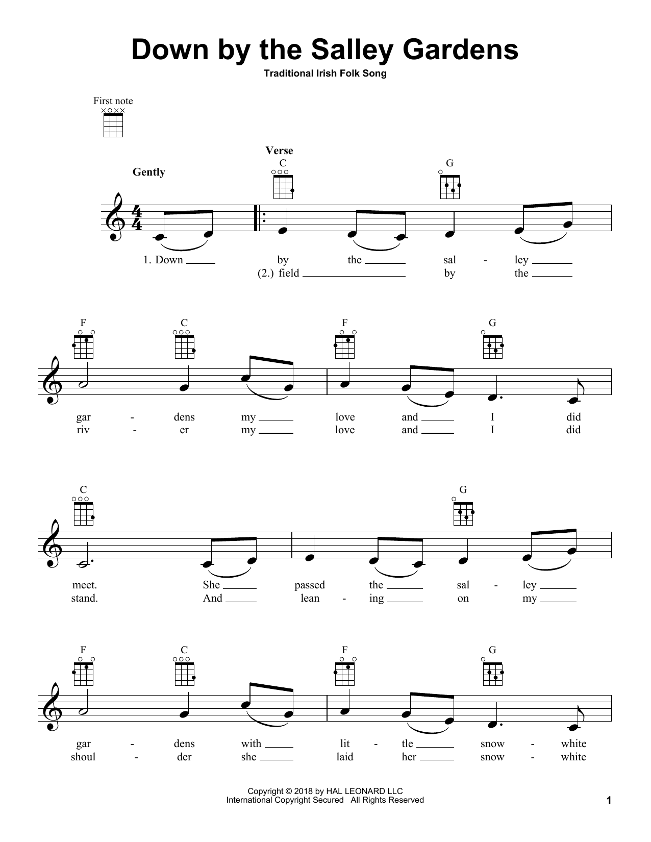 Down By The Salley Gardens (Ukulele) von Traditional Irish Folk Song