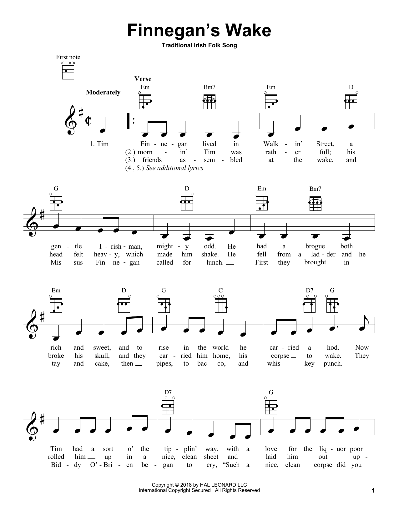 Finnegan's Wake (Ukulele) von Traditional Irish Folk Song