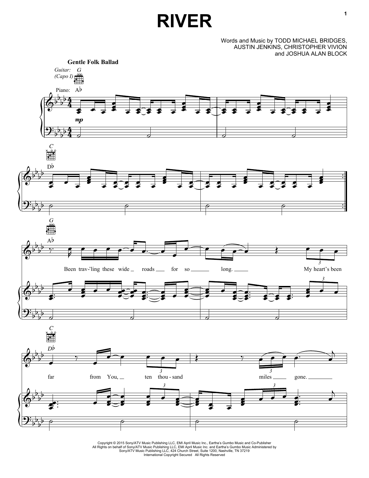 River (Piano, Vocal & Guitar Chords (Right-Hand Melody)) von Leon Bridges