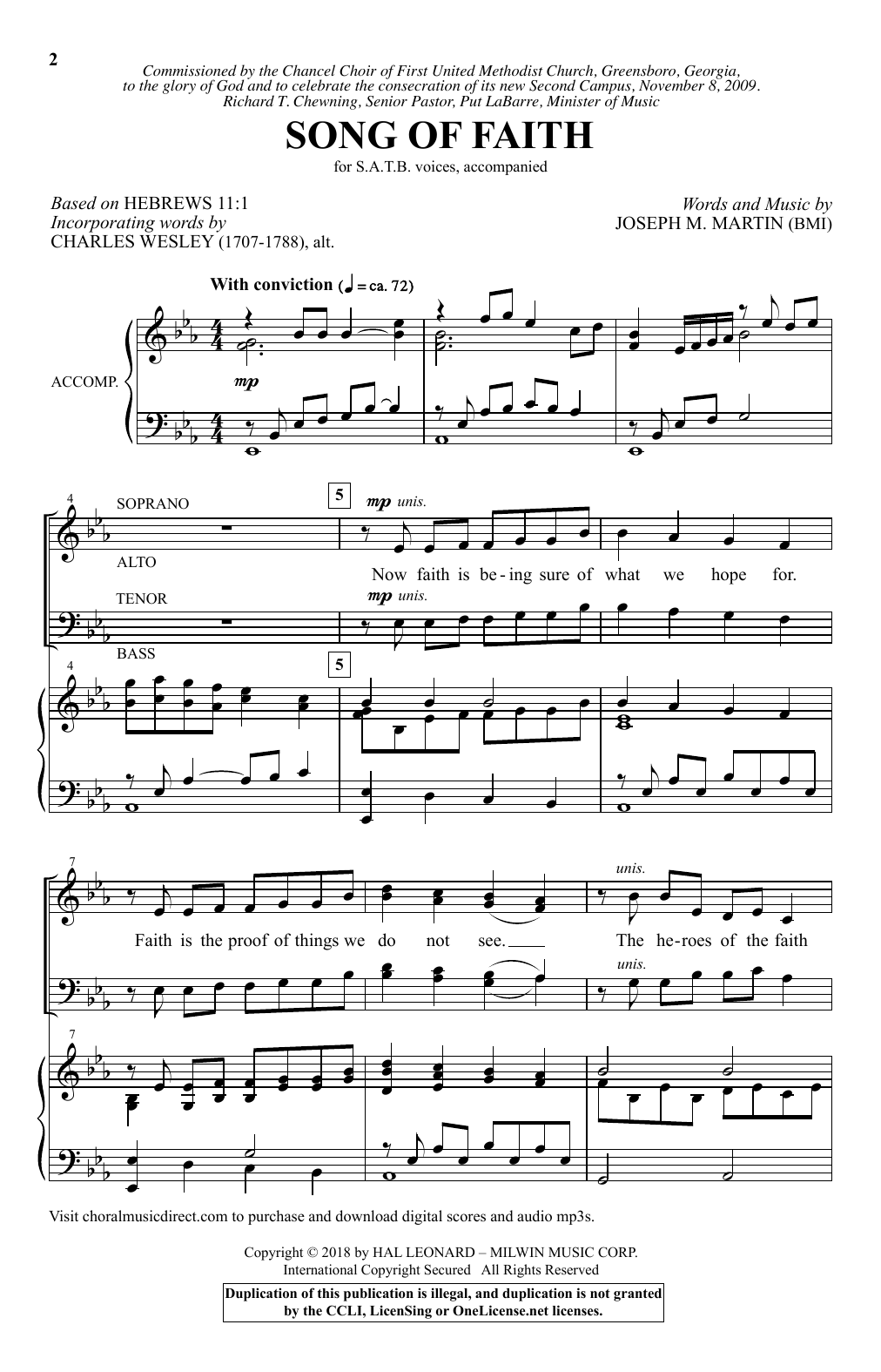 Song Of Faith (SATB Choir) von Joseph M. Martin
