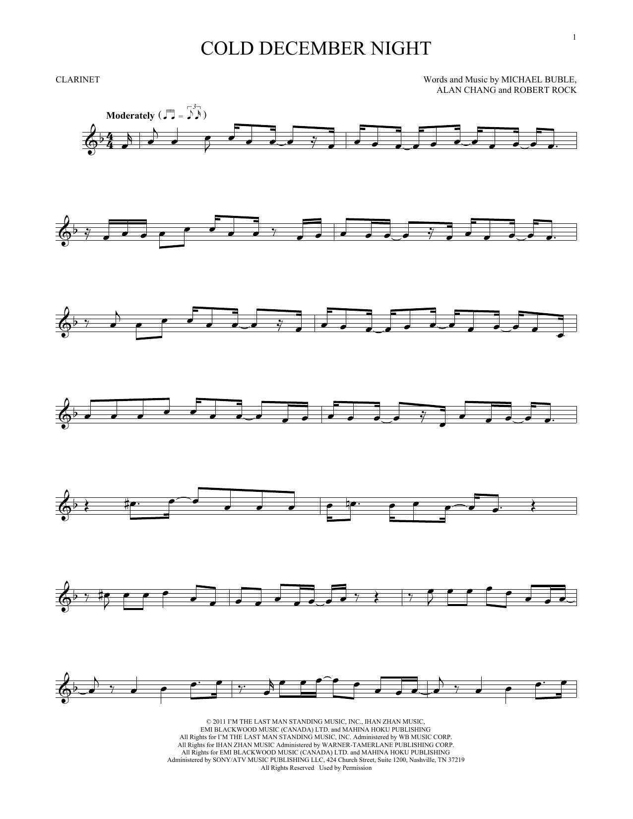 Cold December Night (Clarinet Solo) von Michael Buble